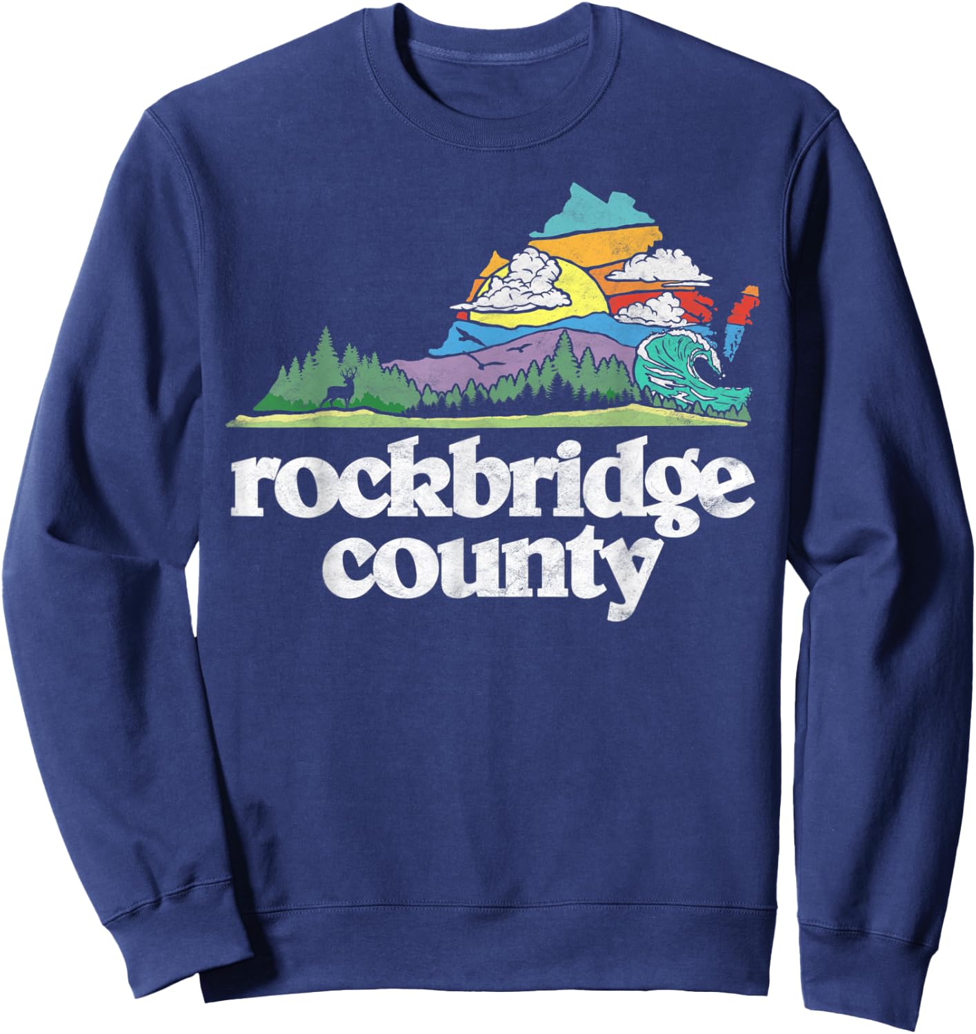 Rockbridge County Virginia Outdoors & Nature Lover Retro Sweatshirt - Sweatshirt | Navy