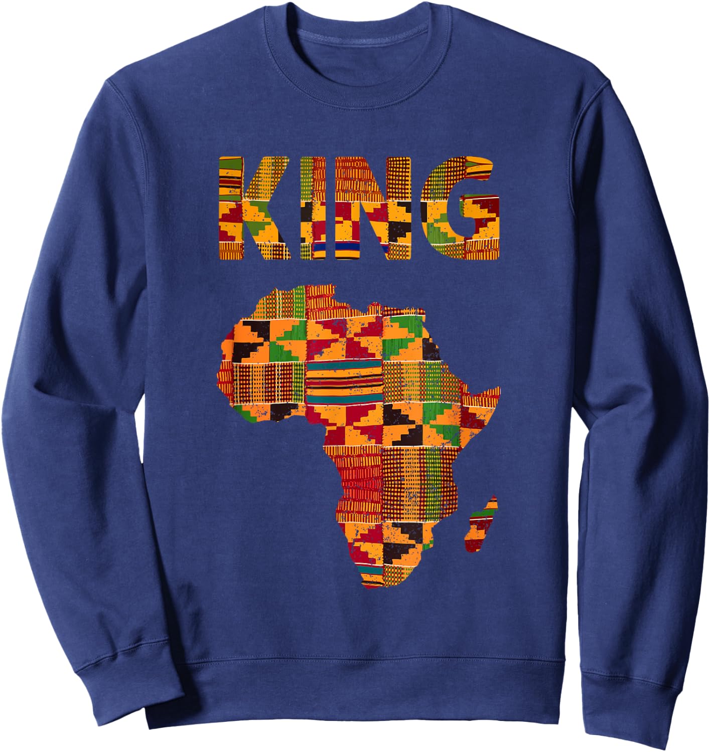 Cool African King Design Kente Cloth Africa Ghana Kids Men Sweatshirt - Sweatshirt | Navy