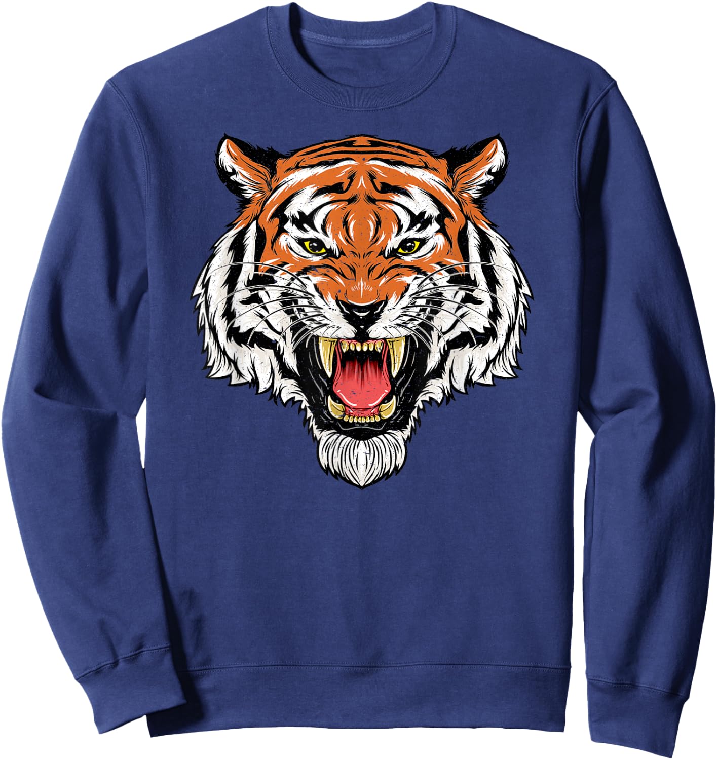 Growling Bengal Tiger Face – Retro Vintage Wild Cat Sweatshirt - Sweatshirt | Navy