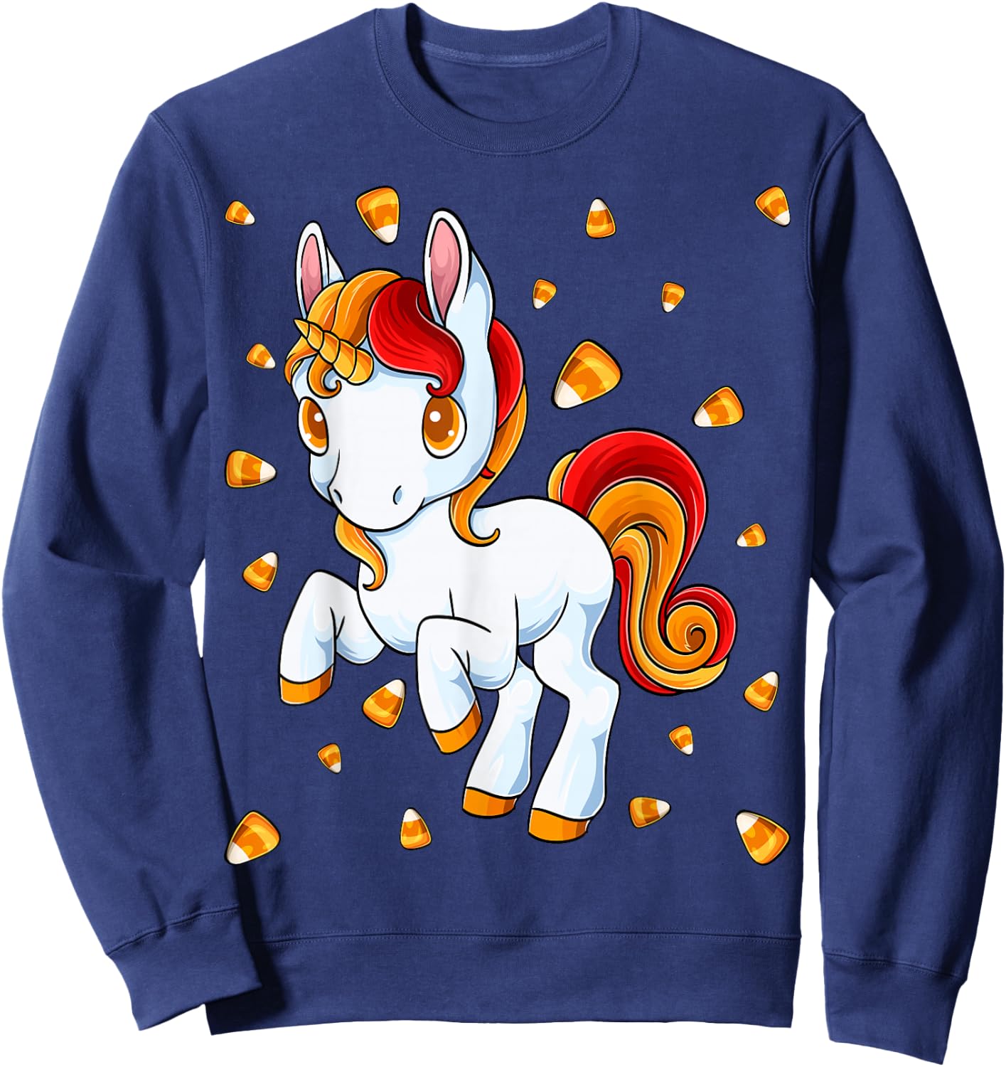 Unicorn Candy Corn Halloween Unicorn Costume Candicorn Sweatshirt - Sweatshirt | Navy