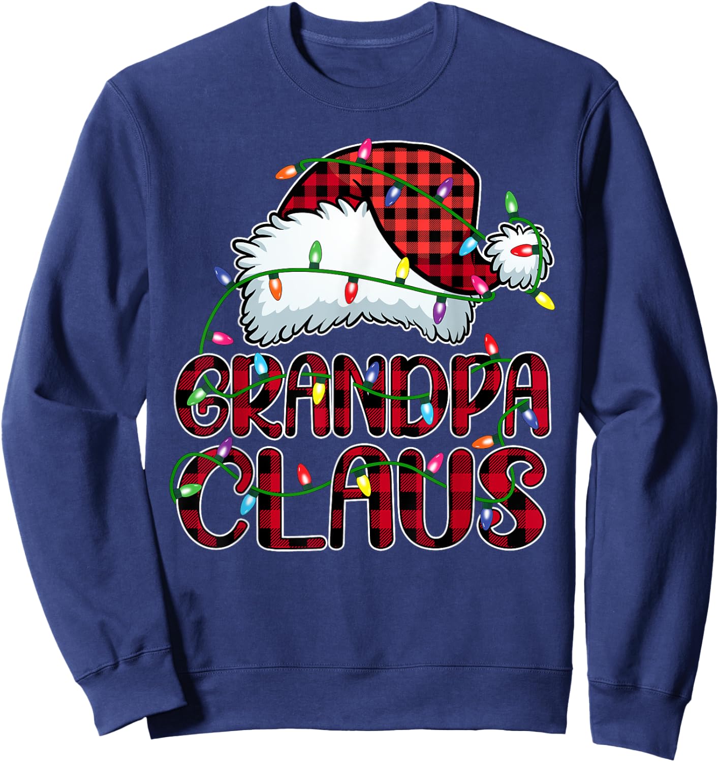 Grandpa Claus Shirt Christmas Lights Pajama Family Matching Sweatshirt - Sweatshirt | Navy