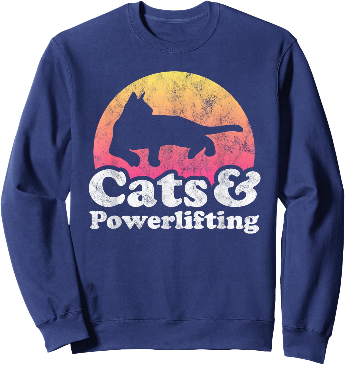 Cats and Powerlifting Men's or Women's Cat and Powerlifter Sweatshirt - Sweatshirt | Navy