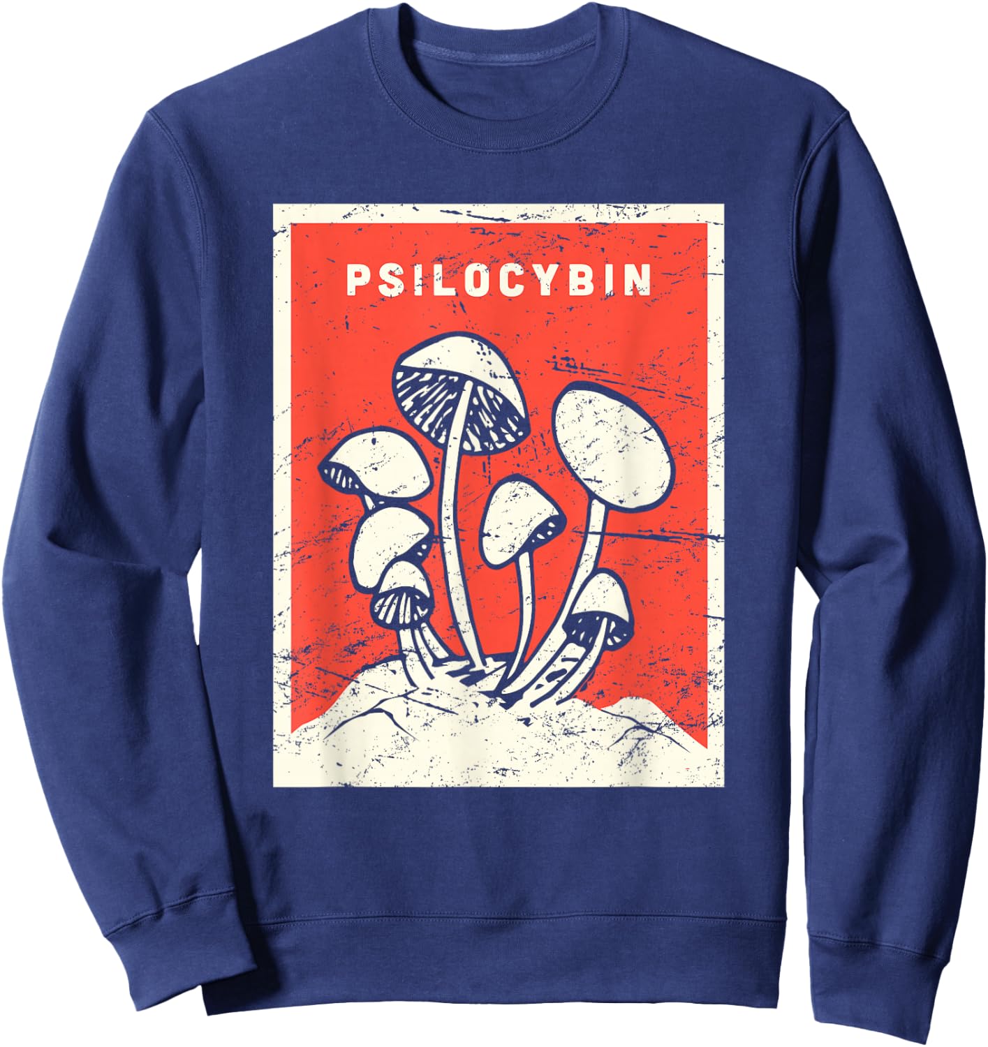 Psilocybin - Retro Psychedelic Magic Mushrooms Sweatshirt - Sweatshirt | Navy