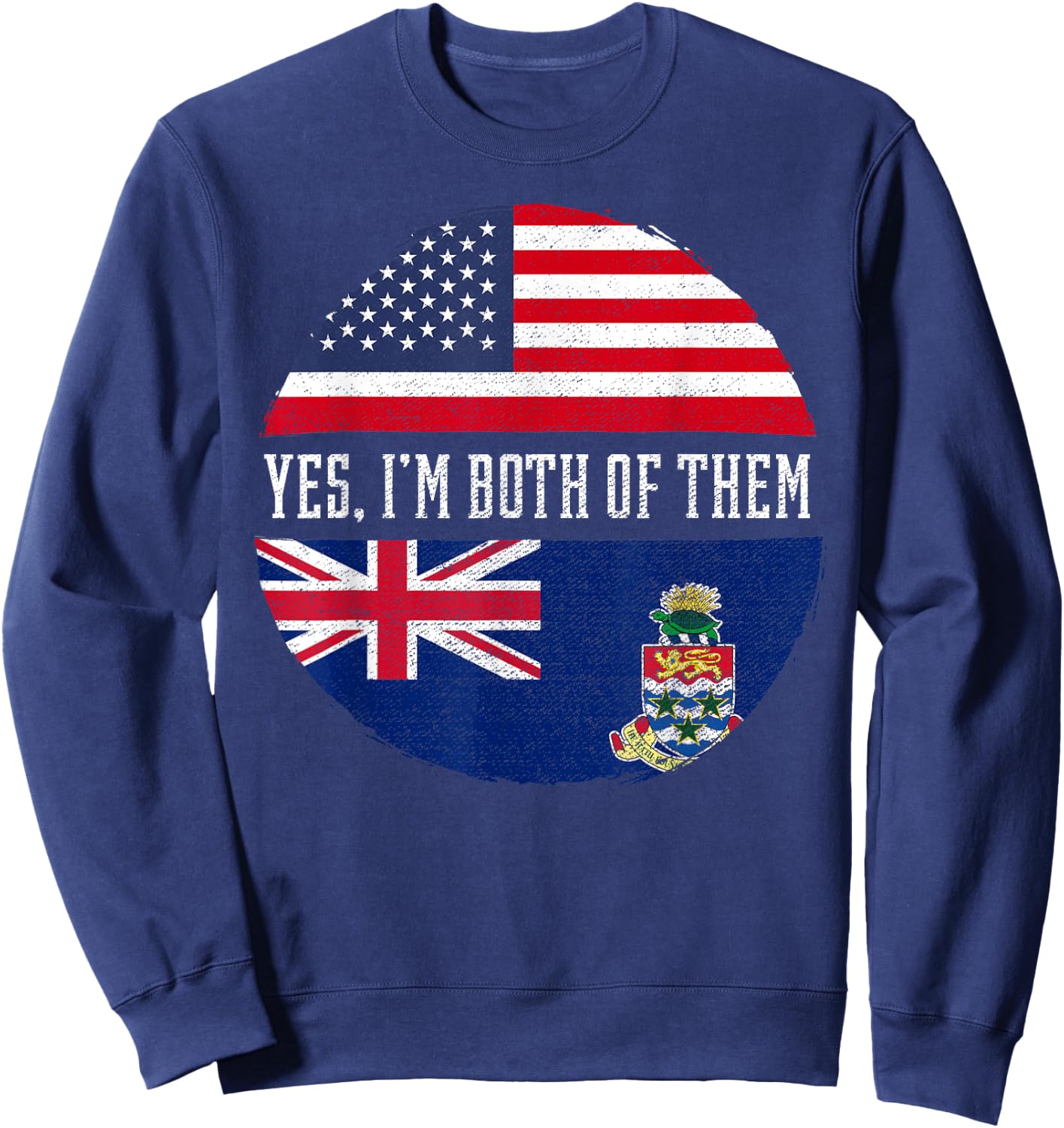 Half American Half Caymanian USA Flag Cayman Islands Sweatshirt - Sweatshirt | Navy