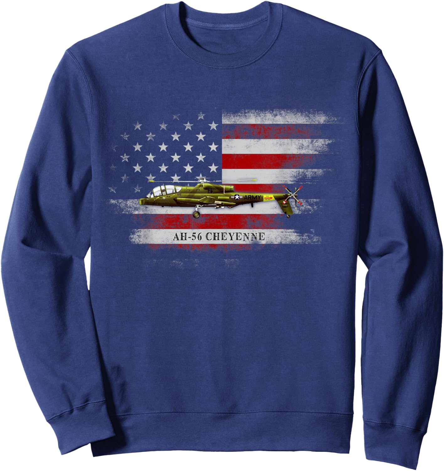 AH-56 Cheyenne Helicopter USA Flag Helicopter Pilot Gifts Women Men Sweatshirt - Sweatshirt | Navy
