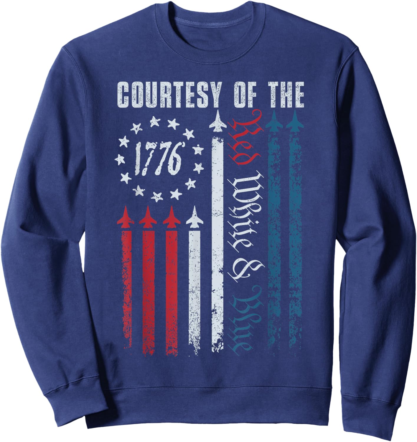 Vintage America USA Flag Courtesy Of The Red White And Blue Sweatshirt - Sweatshirt | Navy