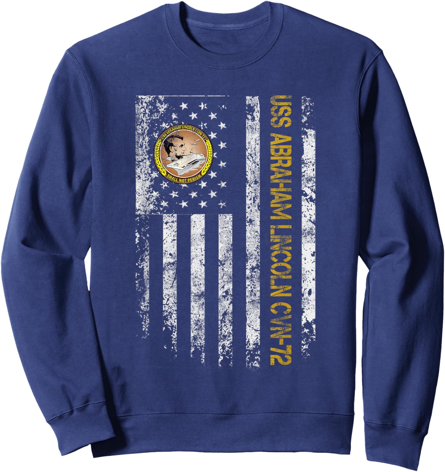 Proud US Military Warships USS CVN-72 Veterans Day Black Sweatshirt - Sweatshirt | Navy