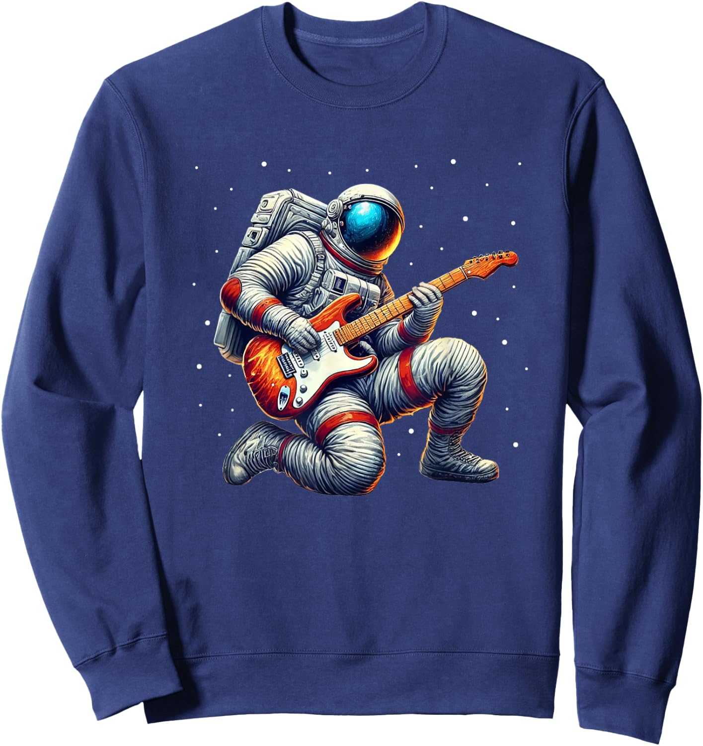 Astronaut Guitar Men Women Kids Outer Space Sweatshirt - Sweatshirt | Navy
