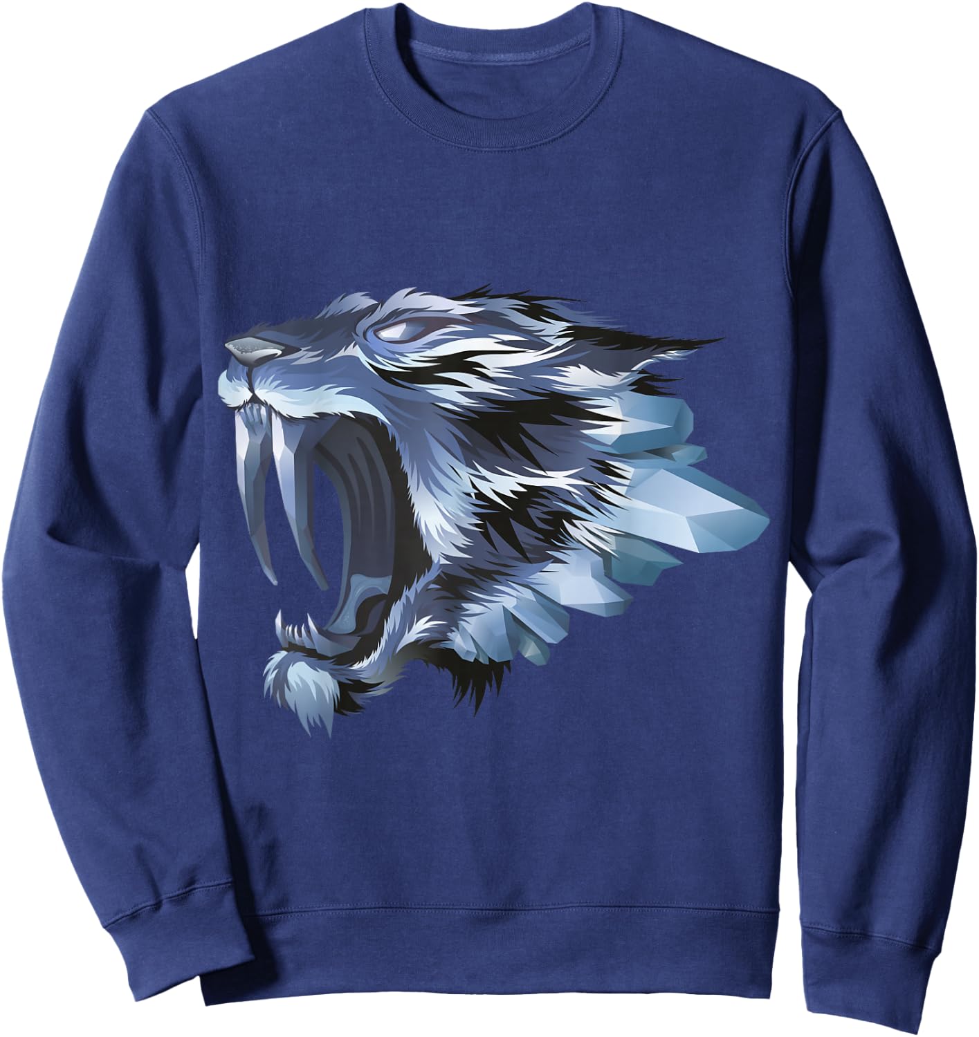 Smilodon Sabertooth Tiger Cat Iced Blue Design Sweatshirt - Sweatshirt | Navy
