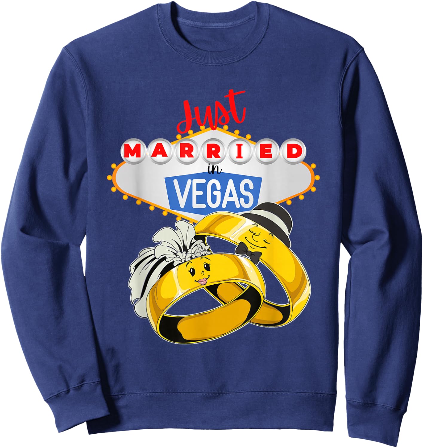 Just Married in VEGAS! Las Vegas wedding BRIDE GROOM Sweatshirt - Sweatshirt | Navy