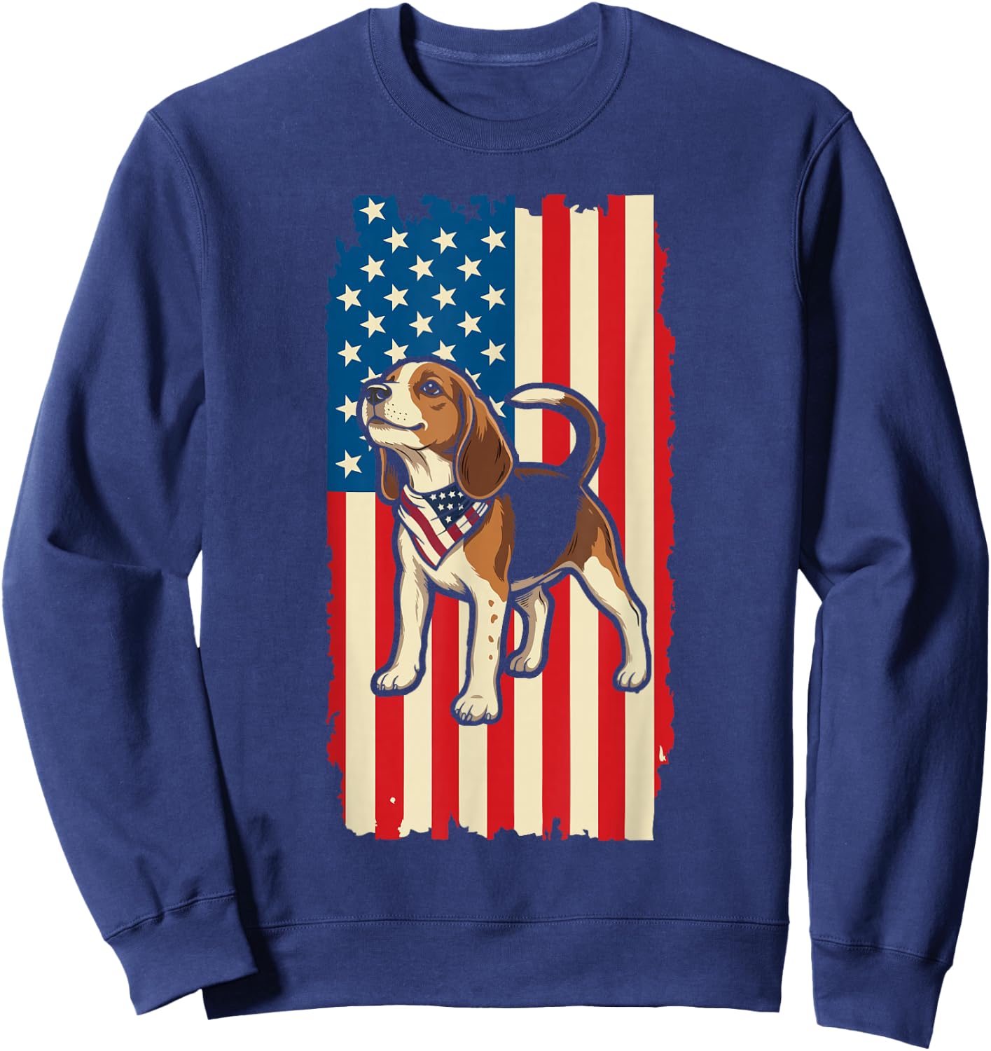 Beagle American Flag Patriotic 4th of July Design Sweatshirt - Sweatshirt | Navy