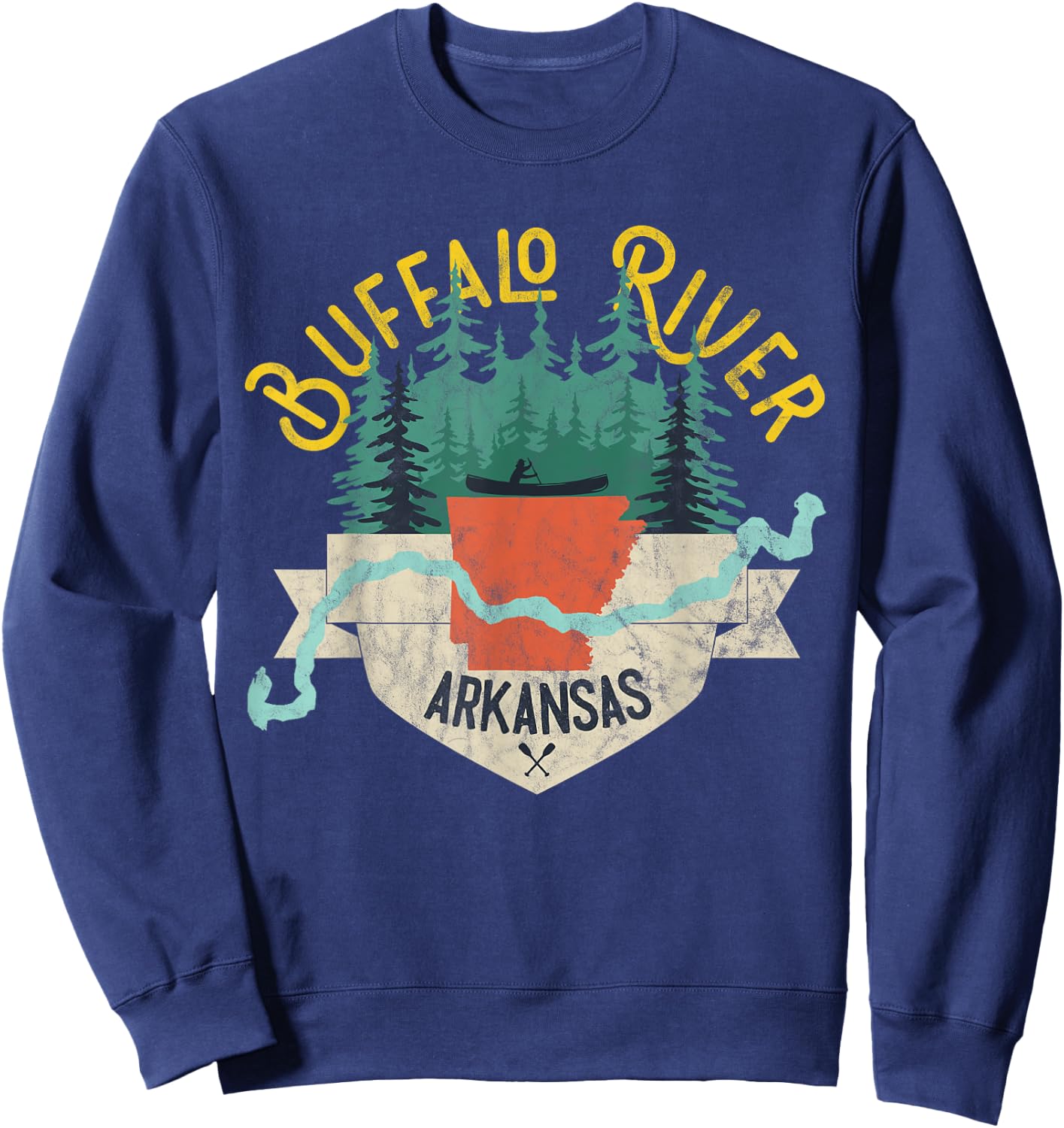 Buffalo River Arkansas National Park River Floating Kayak Sweatshirt - Sweatshirt | Navy