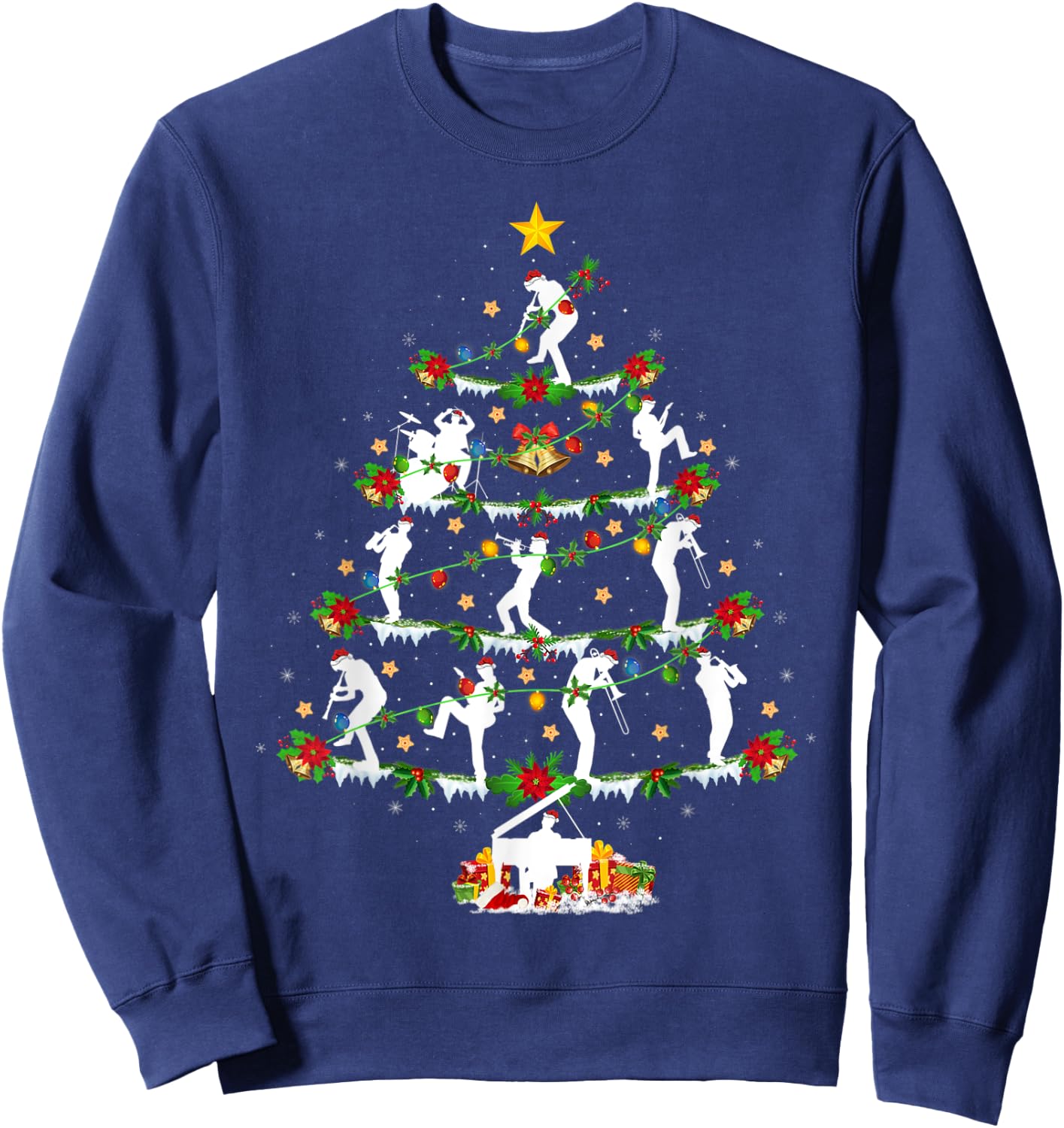 Marching Band Lover Lighting Marching Band Christmas Tree Sweatshirt - Sweatshirt | Navy