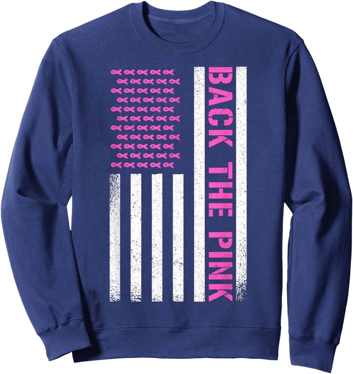 Back The Pink American Flag Sweatshirt - Sweatshirt | Navy