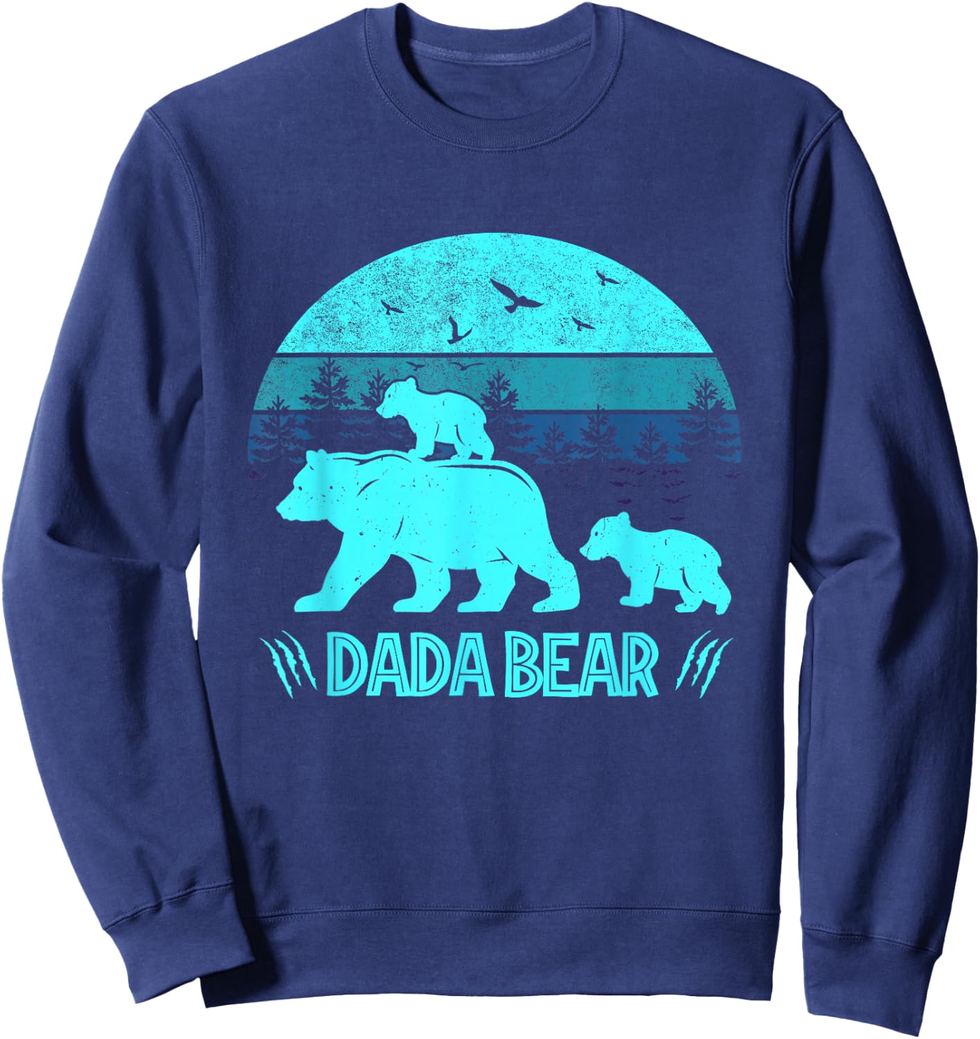 Dada Bear 2 Cubs Daddy of Twin Family Matching Father's Day Sweatshirt - Sweatshirt | Navy
