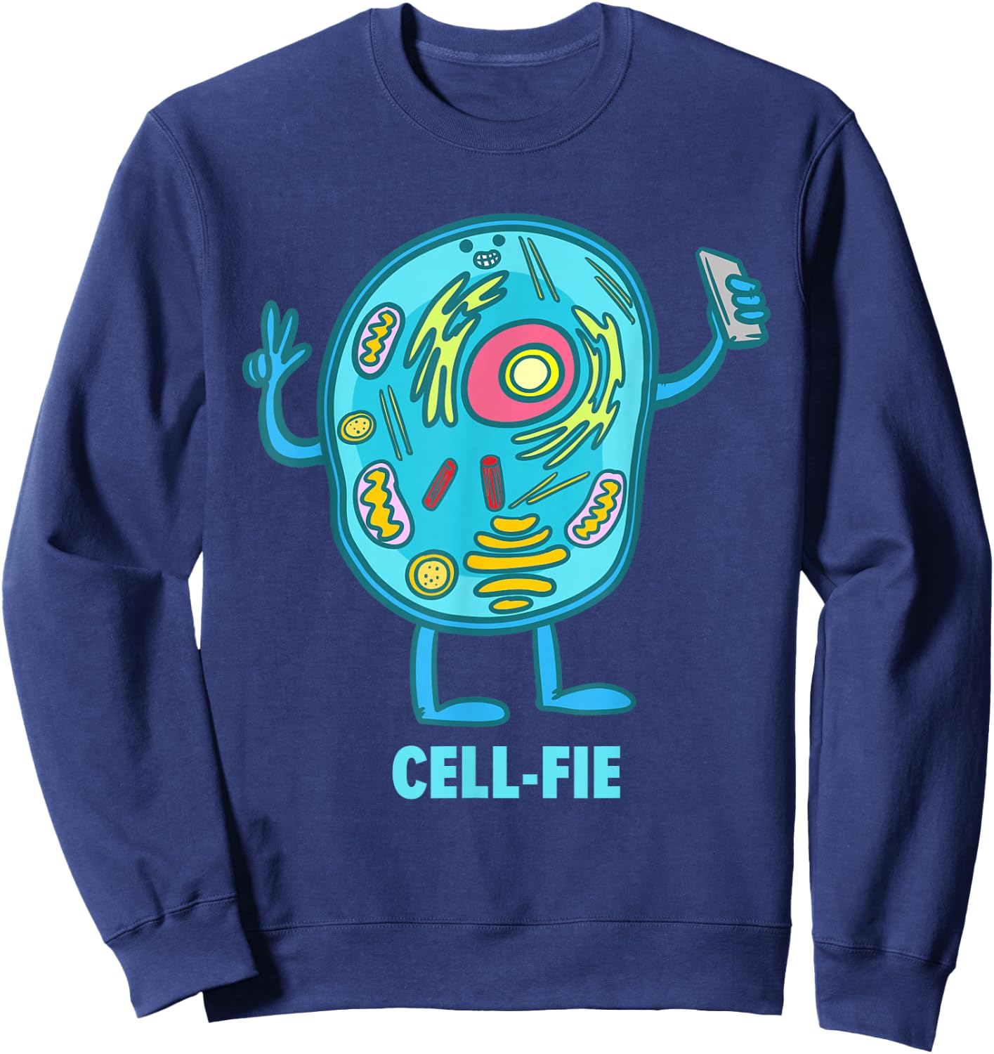 Cell-Fie Funny Pun Science Chemistry Cell Selfie Sweatshirt - Sweatshirt | Navy