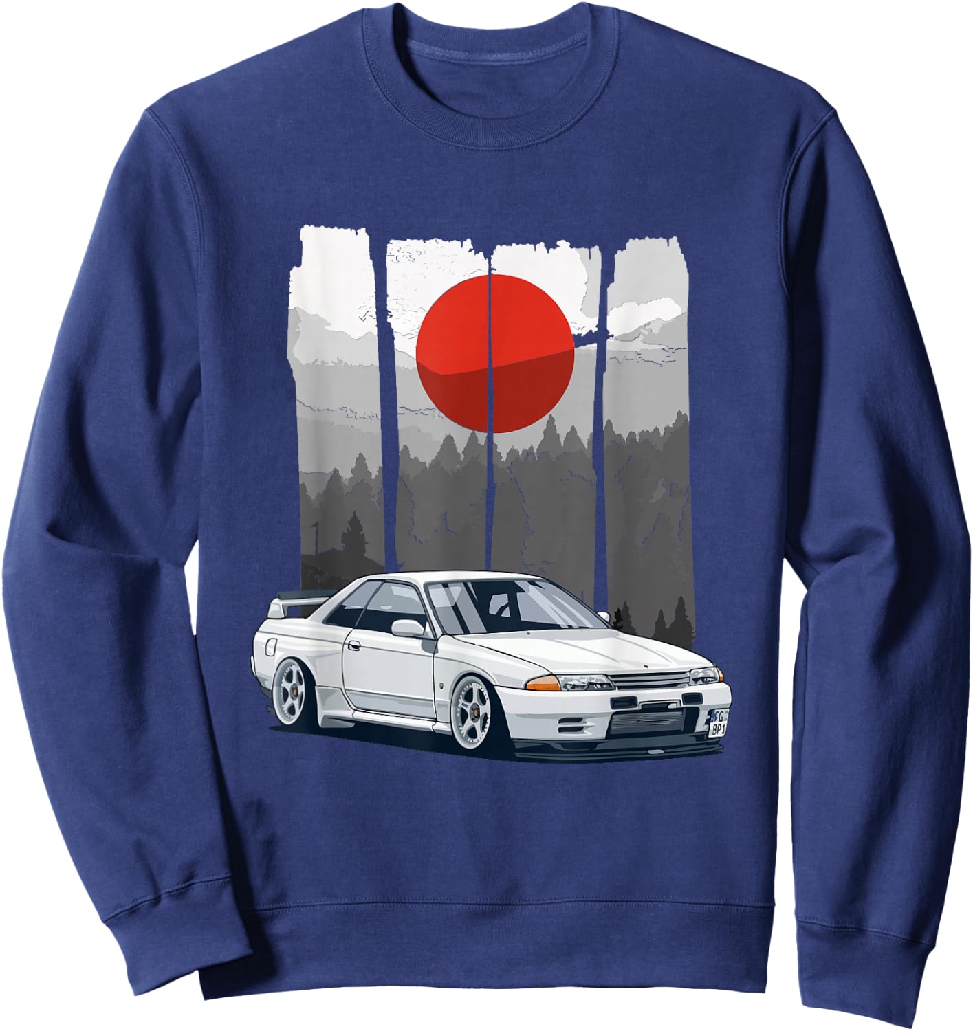 JDM Skyline R32 Car Tuning Japan Rising Sun Drift Sweatshirt - Sweatshirt | Navy