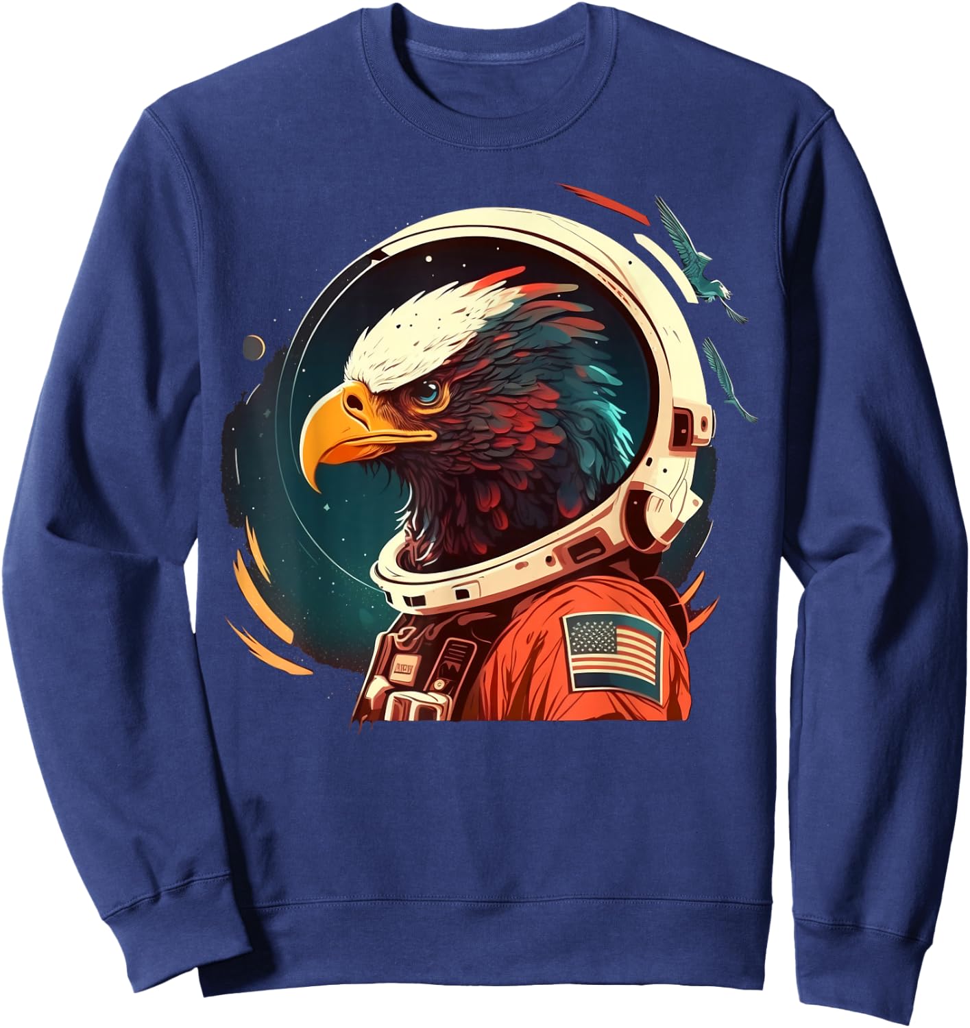 Outer Space Eagle on Galaxy Astronaut Eagle Sweatshirt - Sweatshirt | Navy