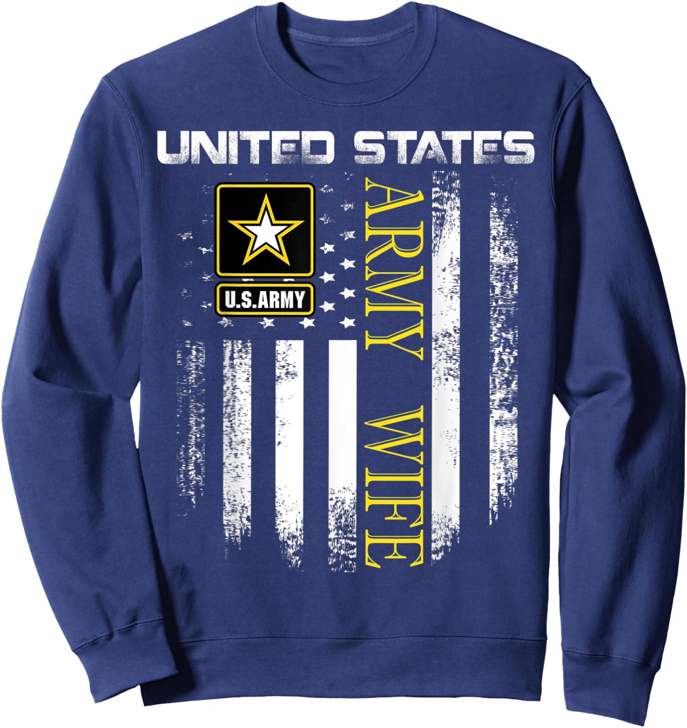 Vintage United States Army Wife With American Flag Gift Kids Men Sweatshirt - Sweatshirt | Navy