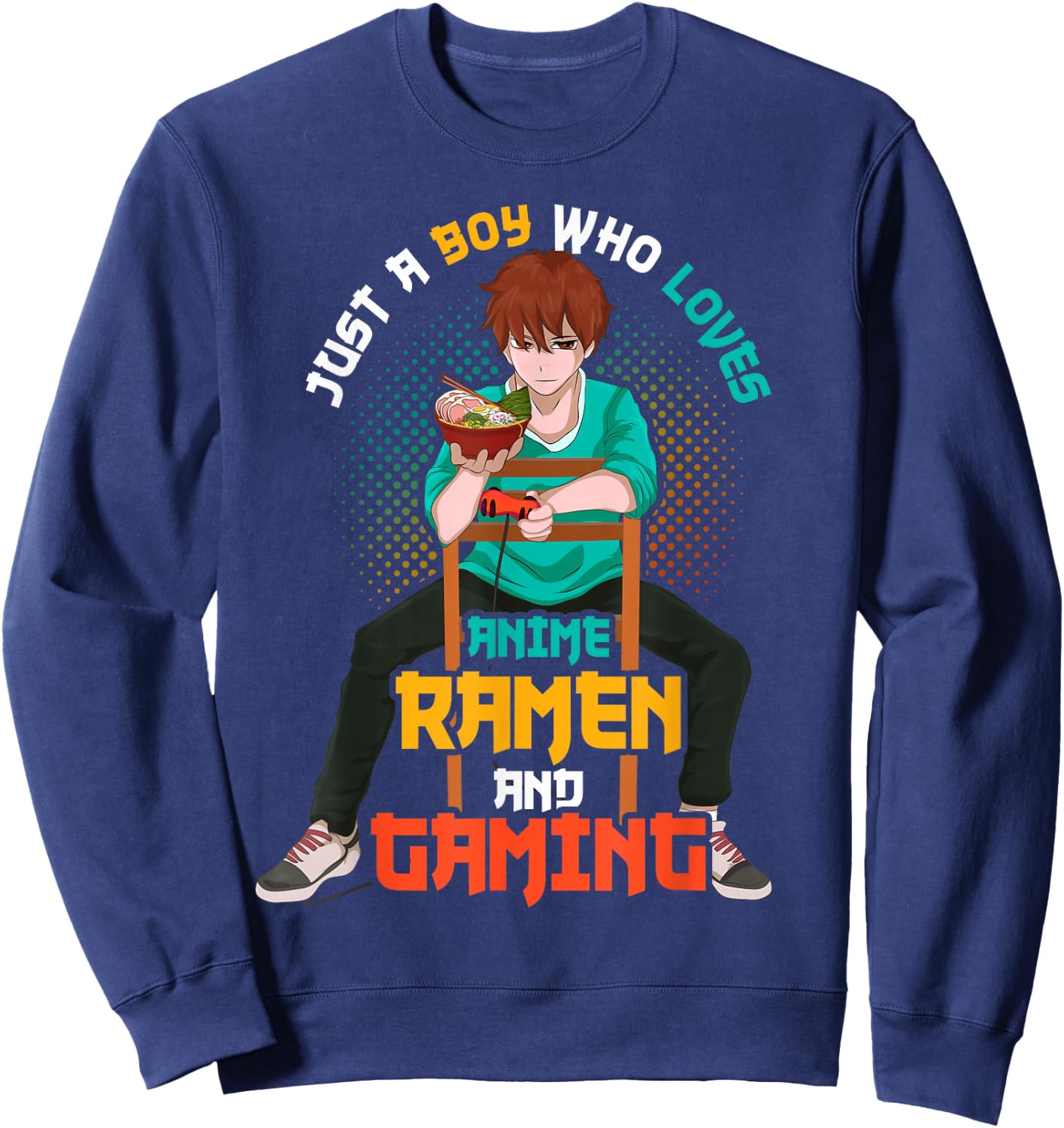 Gamer Ramen Noodles Gaming Japanese Manga Boys Anime Sweatshirt - Sweatshirt | Navy