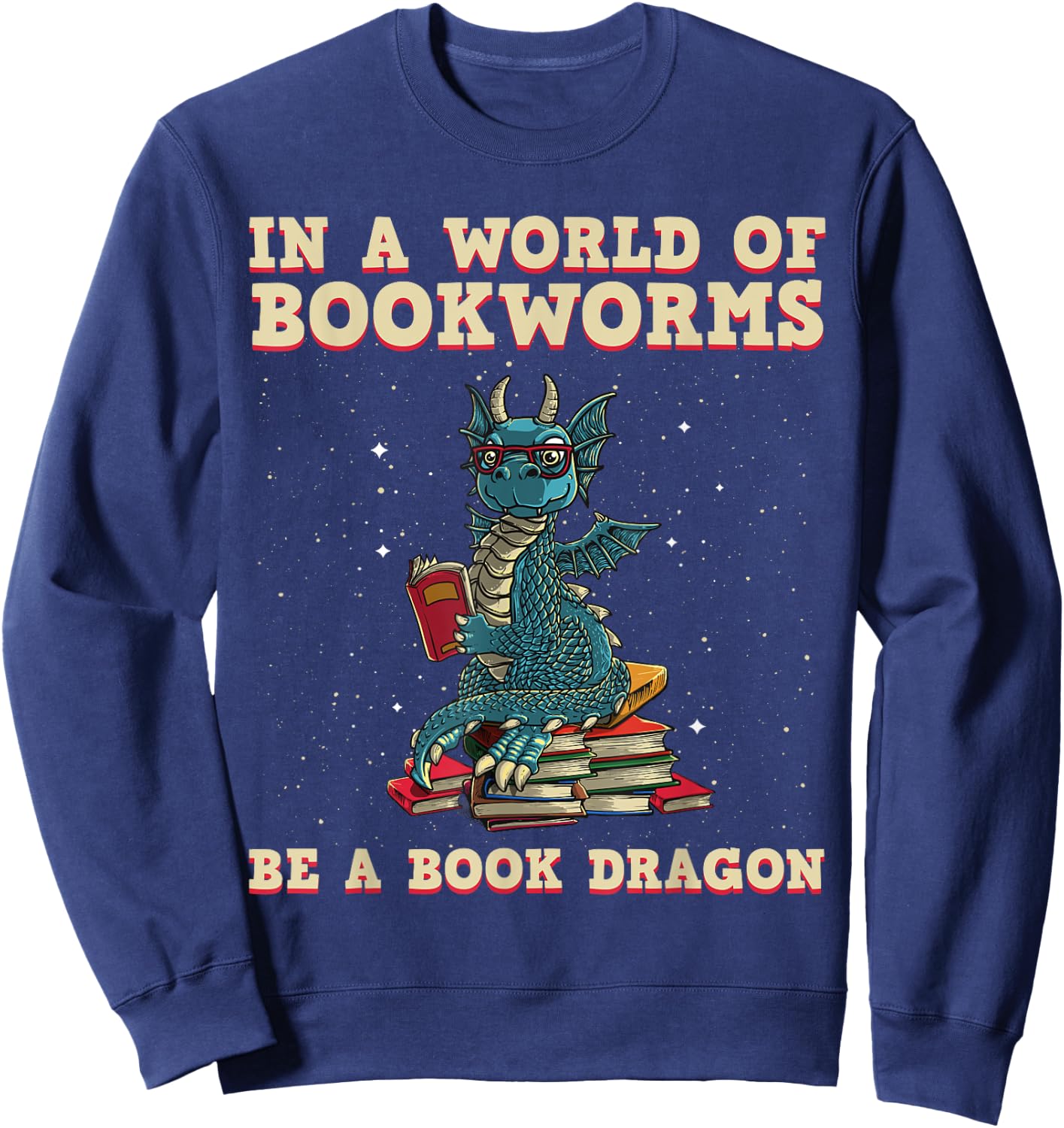 Cute Bookworm Design Women Kids Librarian Book Lover Small Sweatshirt - Sweatshirt | Navy