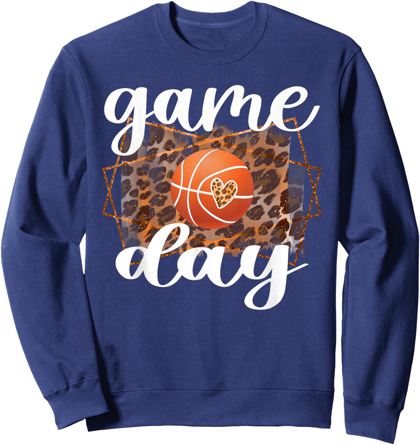 Game Day Leopard Basketball Game Day Sweatshirt - Sweatshirt | Navy