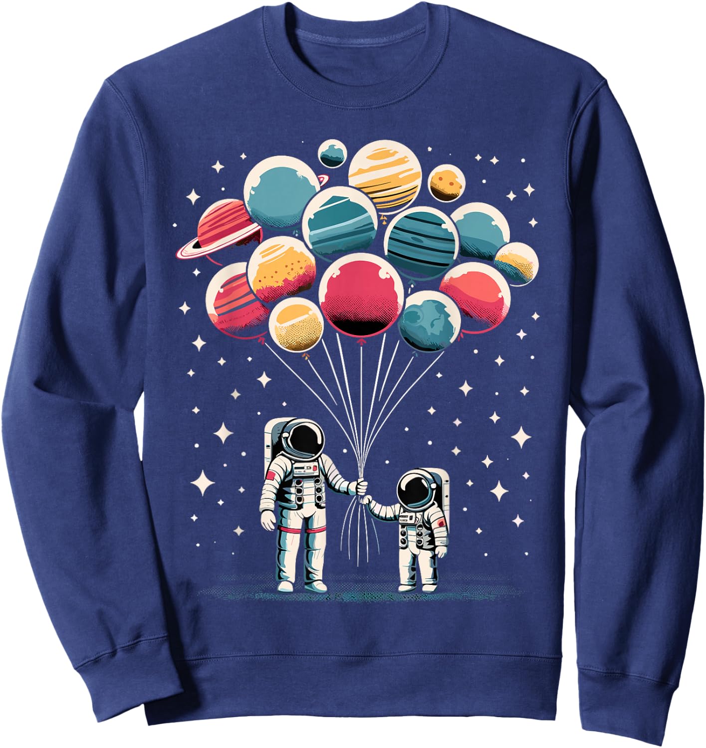 Astronaut Spaceman Retro Space Solar System Astronomy Sweatshirt - Sweatshirt | Navy