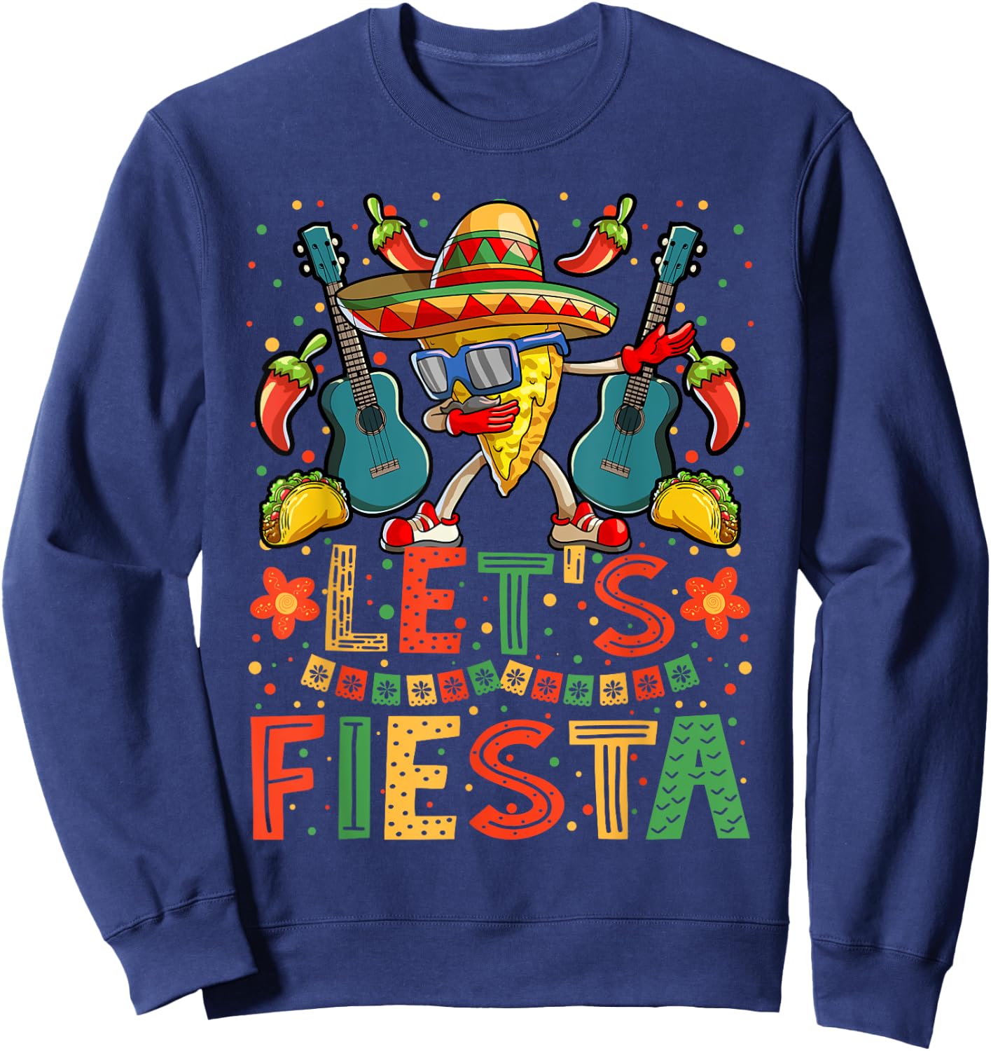 Dabbing Nacho Cinco de Mayo Shirt Women Men Lets Fiesta Sweatshirt - Sweatshirt | Navy