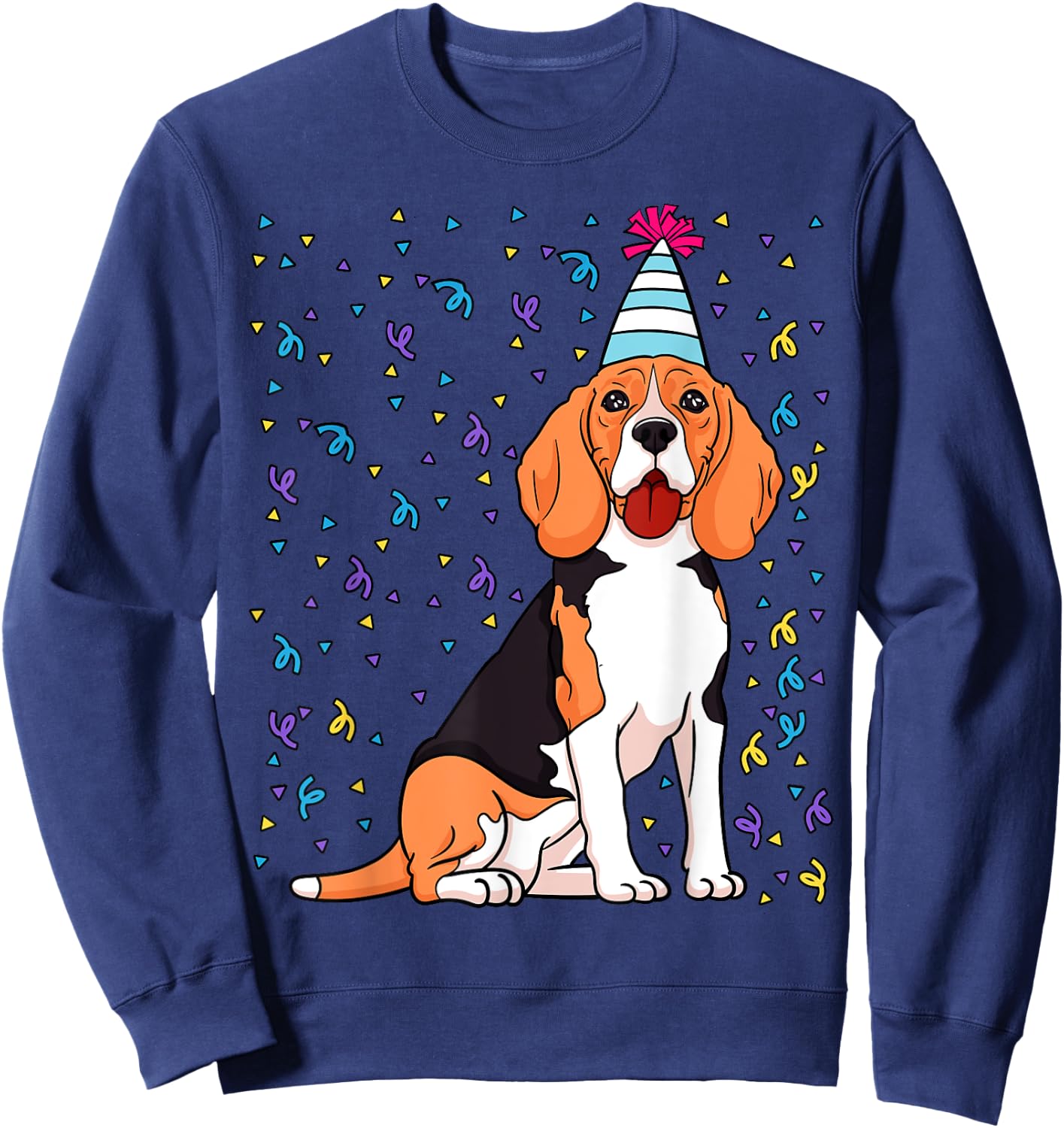 Beagle Dog Birthday Celebration Animal Bday Party Lover Sweatshirt - Sweatshirt | Navy