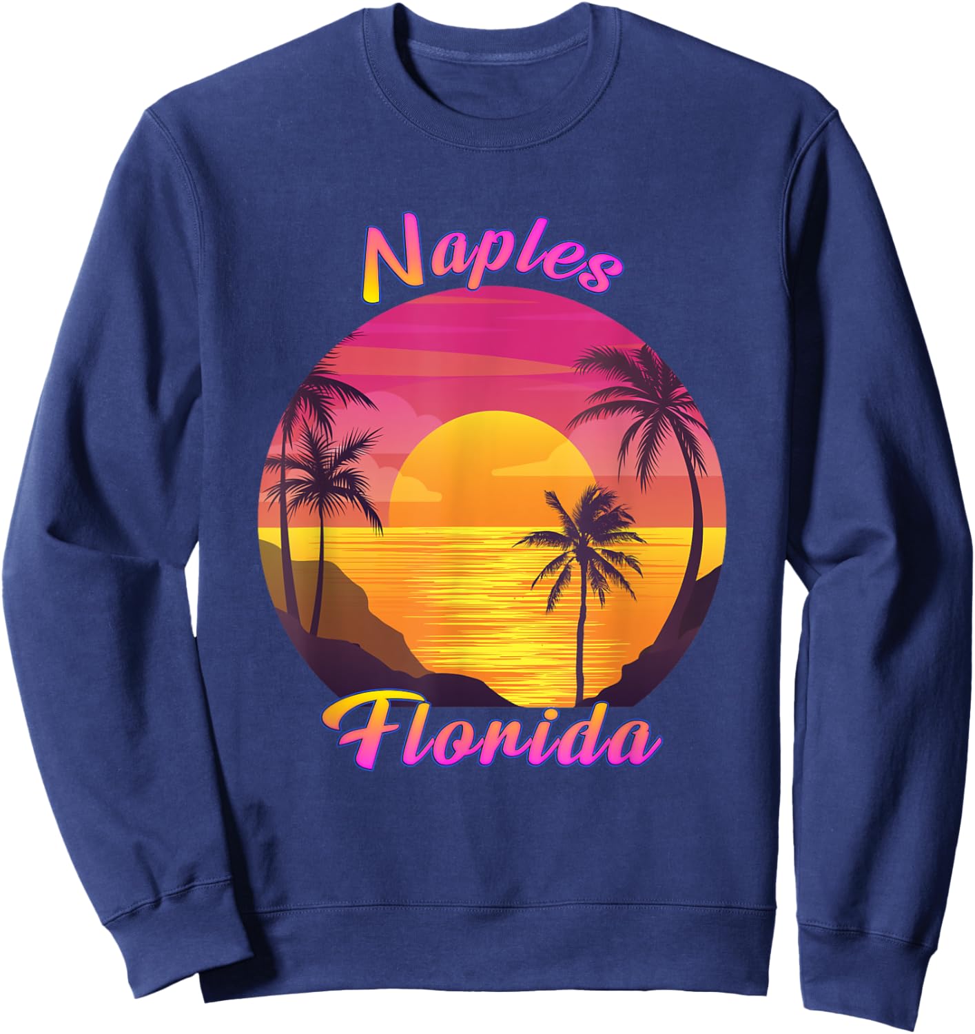 Naples FL Florida Vintage Retro 70s 80s Vacation Souvenir Sweatshirt - Sweatshirt | Navy