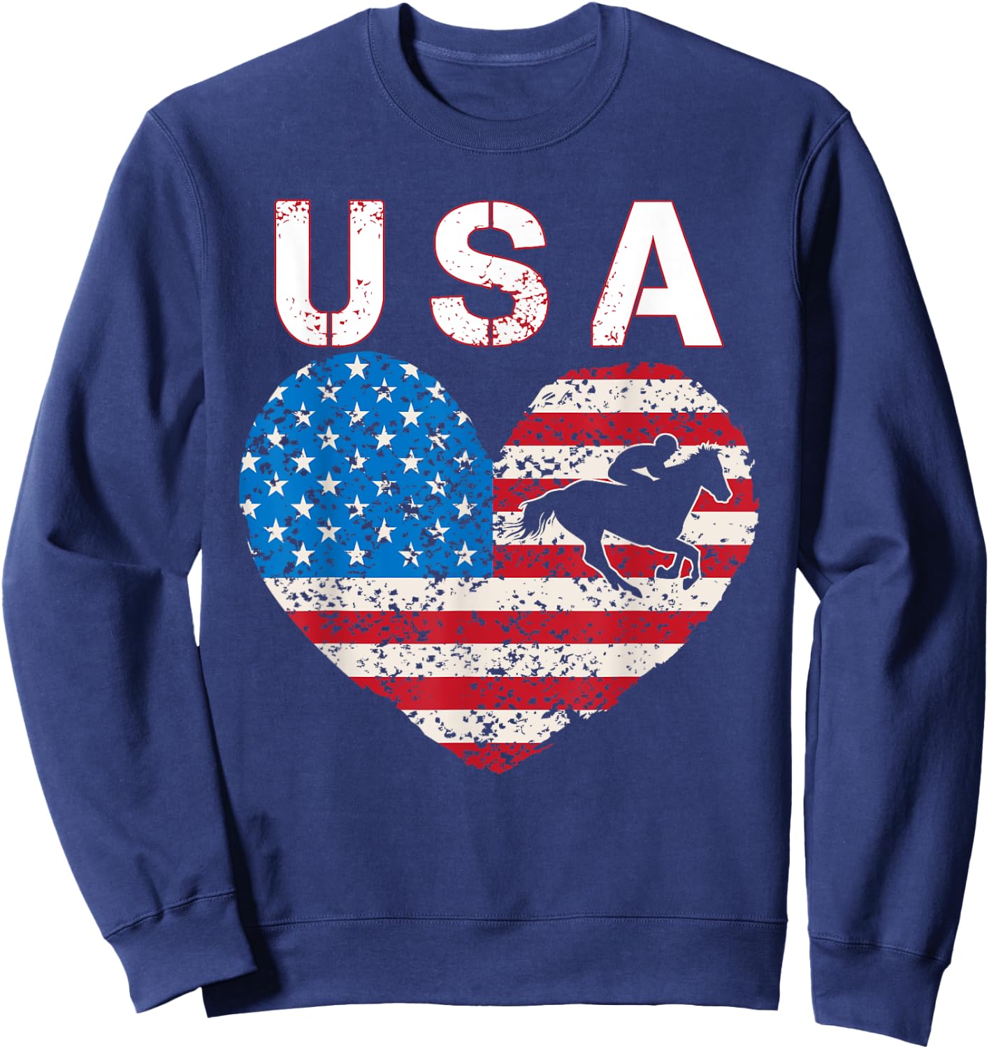 USA Equestrian team American flag US Horses rider men women Sweatshirt - Sweatshirt | Navy