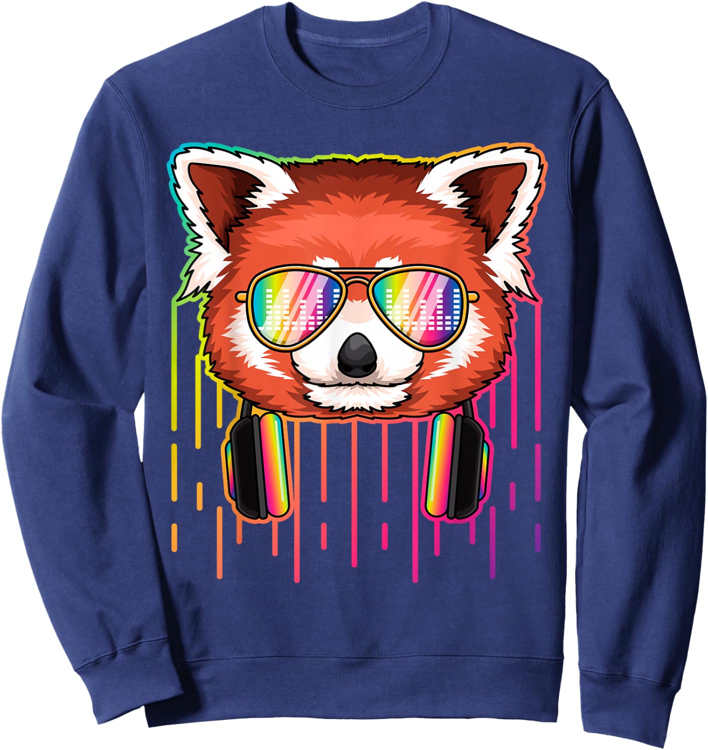 Funny Dj Shirt Red Panda Dj Party Animal Music Lover DJs Sweatshirt - Sweatshirt | Navy