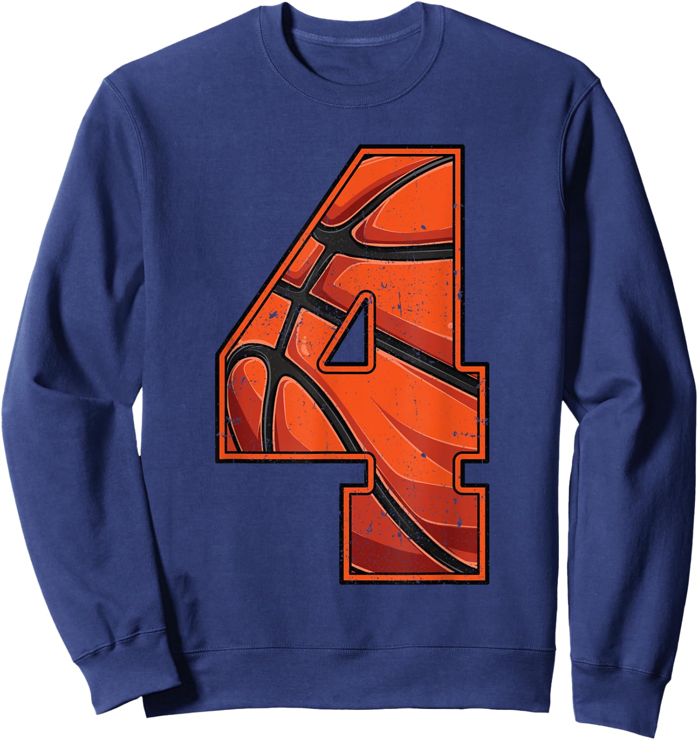 Basketball Fourth 4th Birthday Boy Girl Four 4 Years Old Sweatshirt - Sweatshirt | Navy