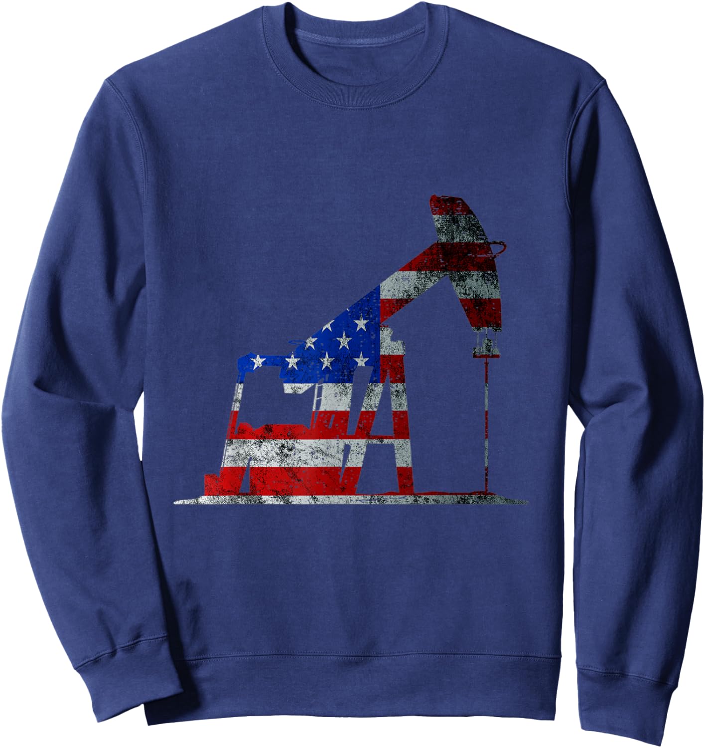 Oilfield Worker Rig Drilling US Flag Oil Rig Man Oil Driller Sweatshirt - Sweatshirt | Navy