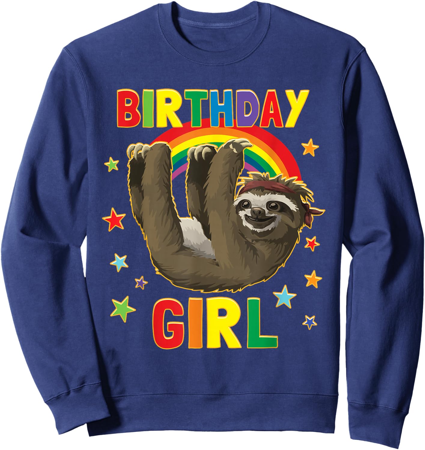 Girl Birthday Sloth B-day Party Kids Gift Sloth Lovers Sweatshirt - Sweatshirt | Navy