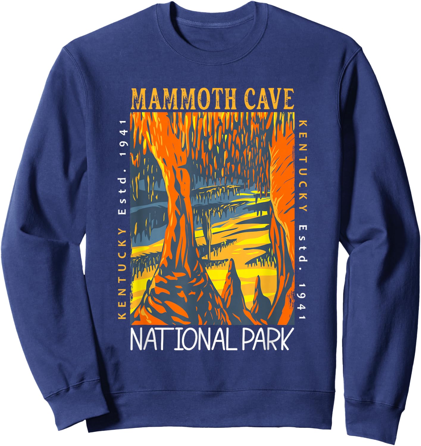 Mammoth Cave National Park Kentucky Distressed Vintage Sweatshirt - Sweatshirt | Navy