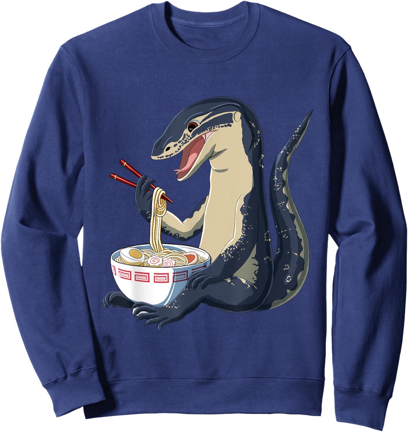 Funny Japanese Anime Ramen Noodles Waran Komodowaran Sweatshirt - Sweatshirt | Navy