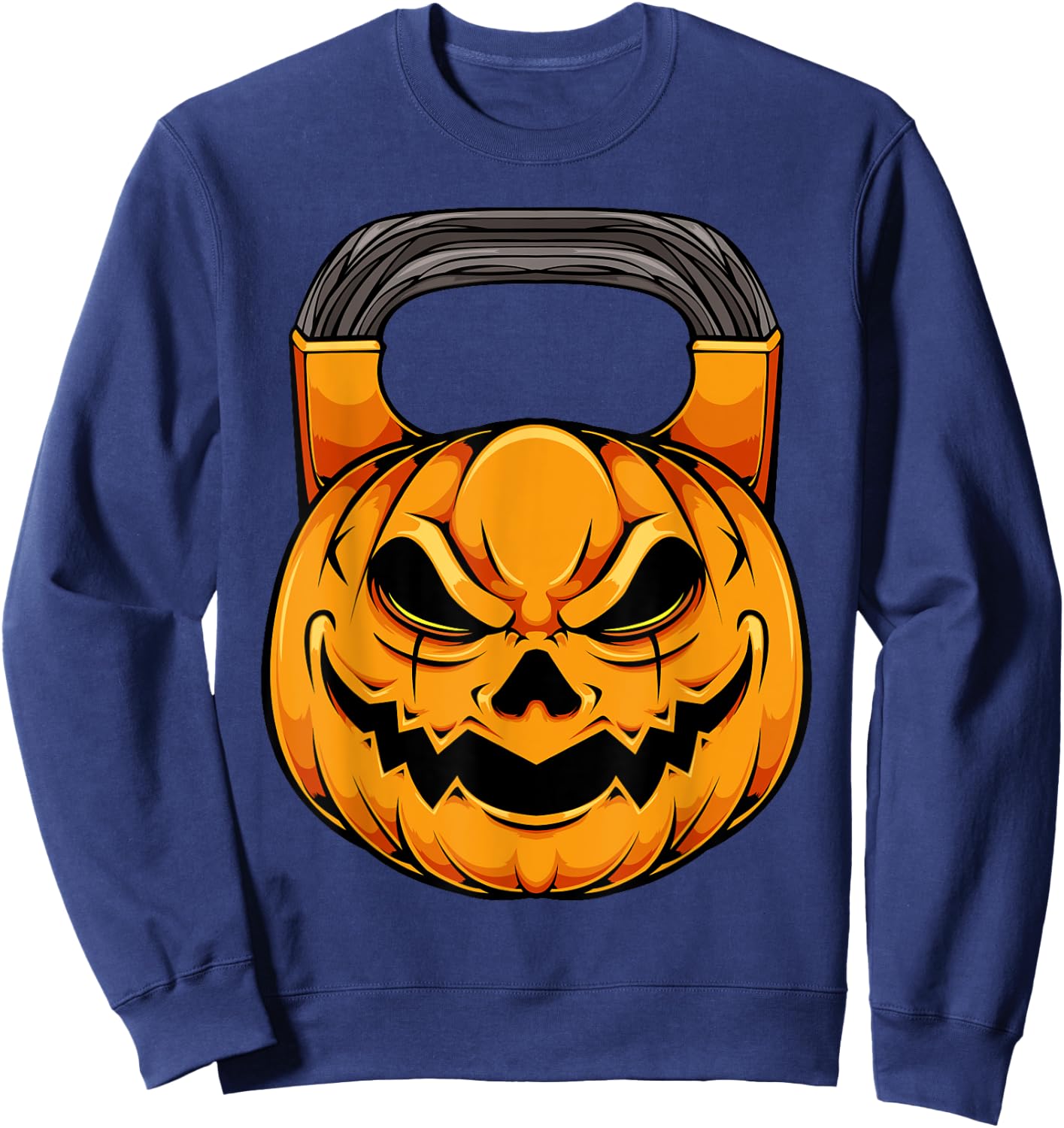 Pumpkin Dumbbell Lazy Halloween Costume Workout Gym Lover Sweatshirt - Sweatshirt | Navy