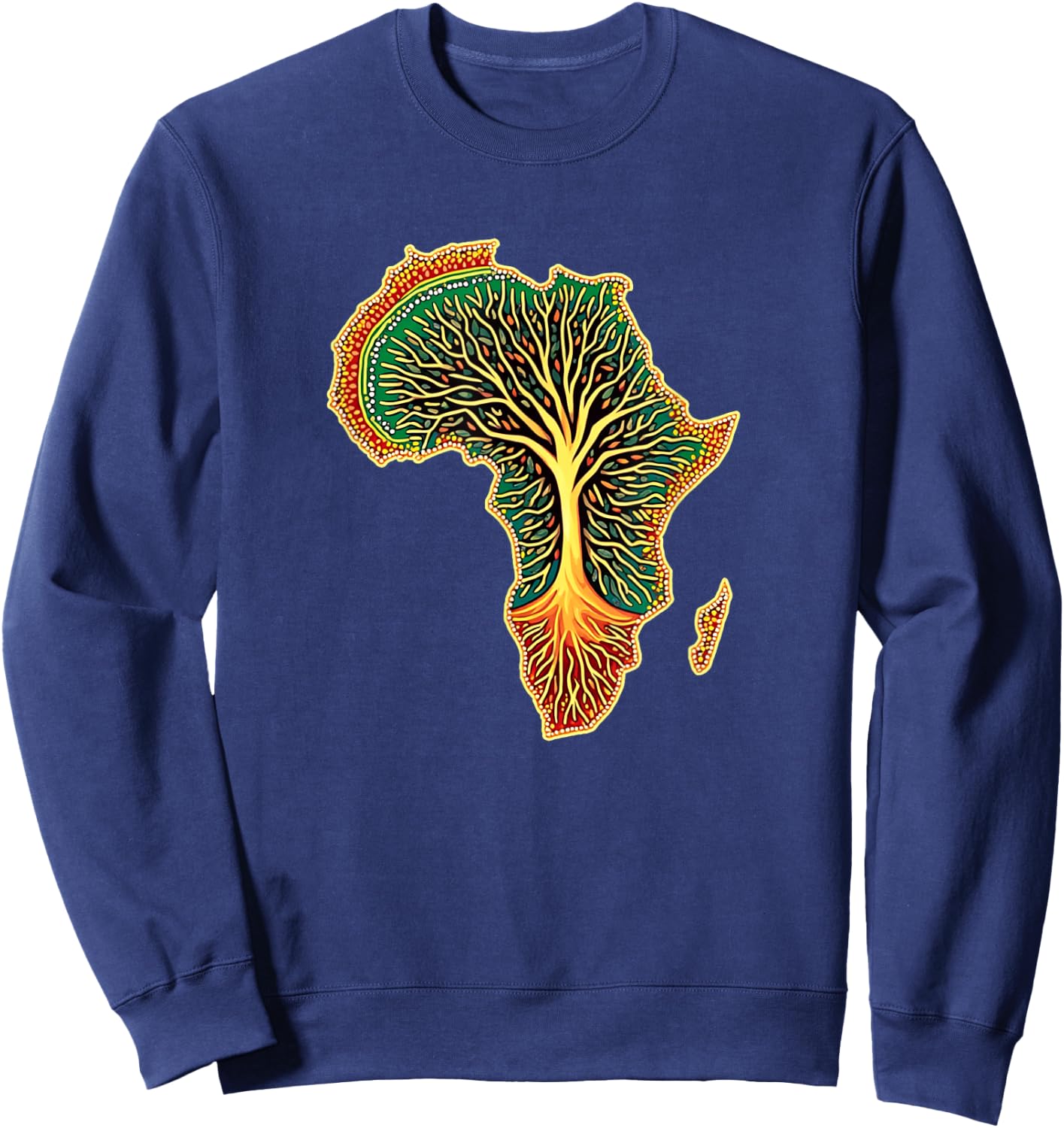 African Roots Africa Map Melanin Juneteenth Sweatshirt - Sweatshirt | Navy