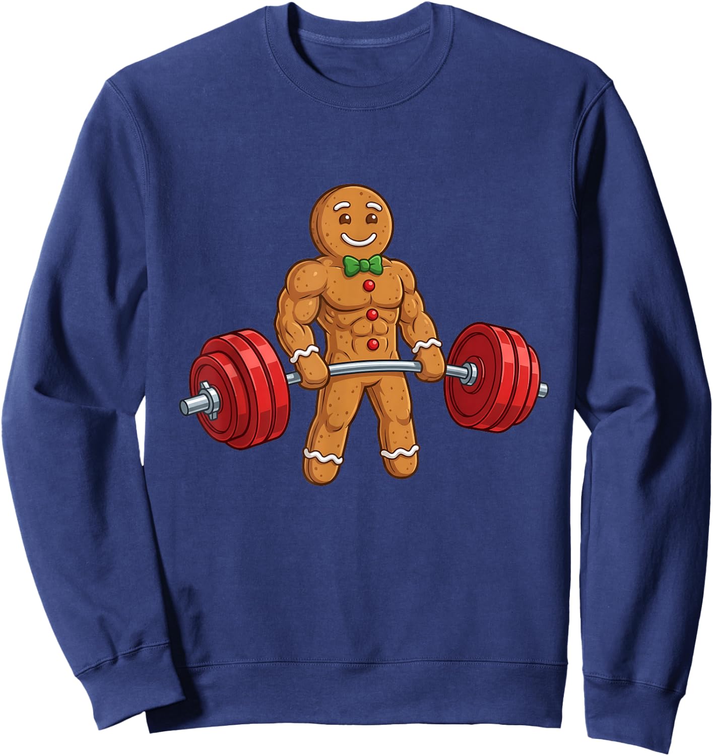 Funny Gingerbread Man Gym Bodybuilding Christmas Sweatshirt - Sweatshirt | Navy