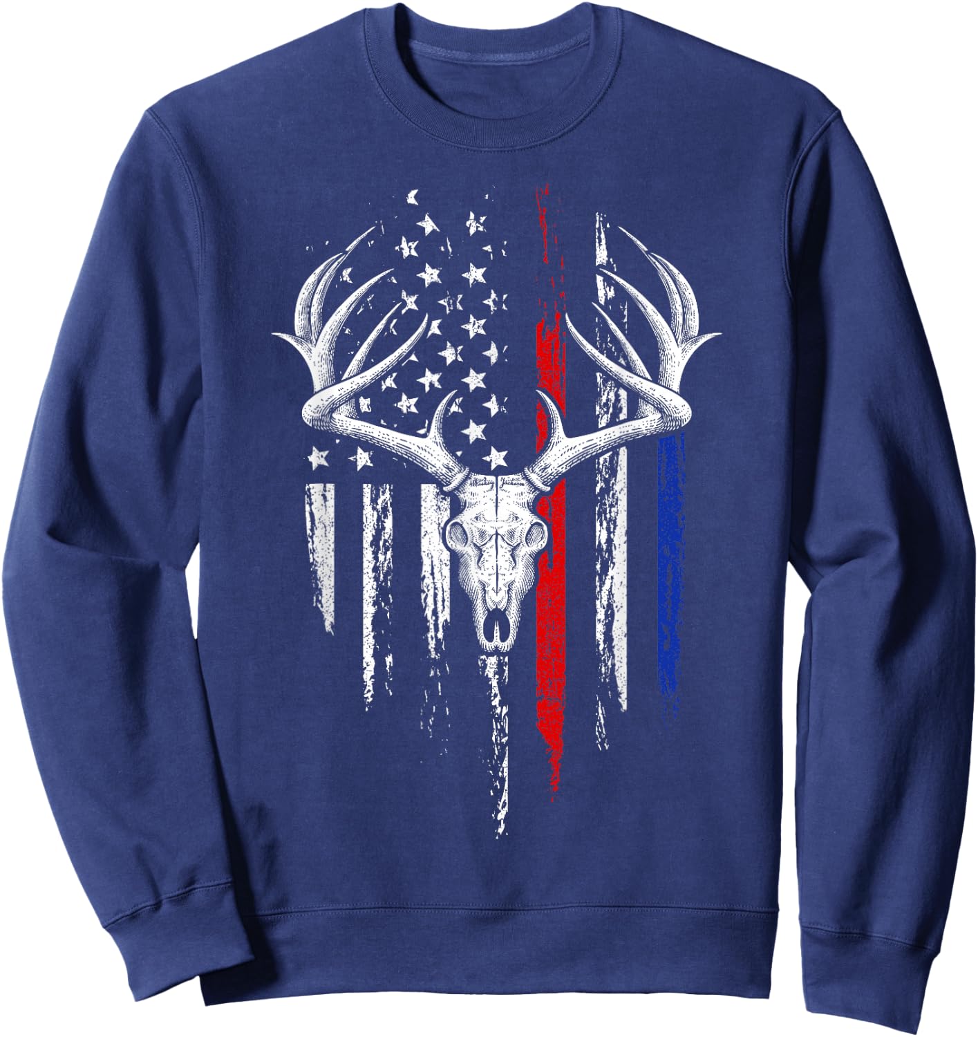 Bowhunting American Flag USA Bow Whitetail Deer Hunter Gift Sweatshirt - Sweatshirt | Navy