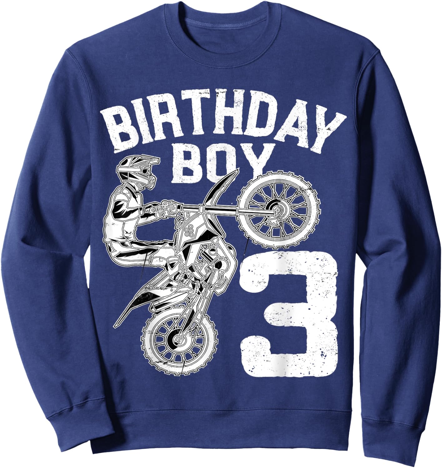 Kids 3 Year Old Dirt Bike Birthday Party Motocross MX 3rd Sweatshirt - Sweatshirt | Navy
