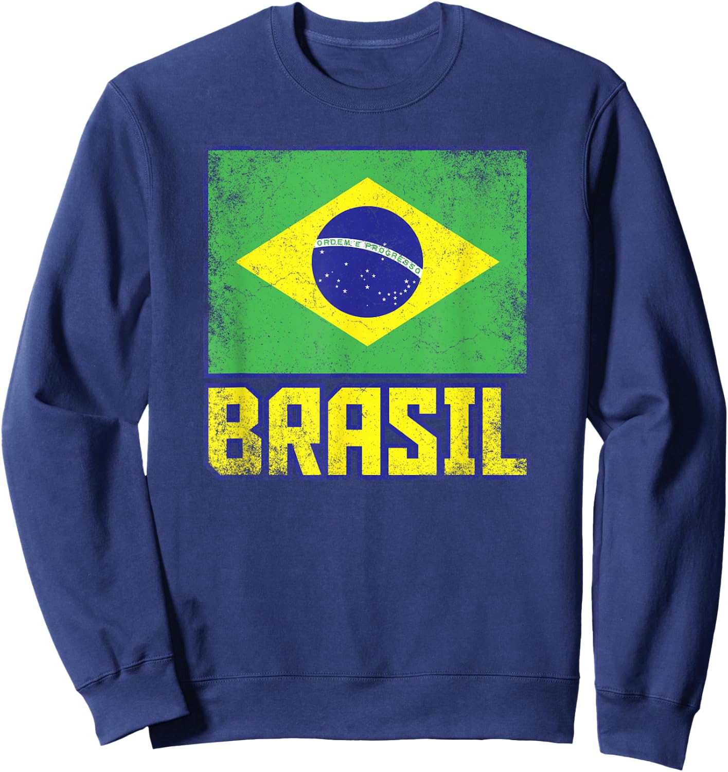 Brasil Brazil Flag Vintage Retro Country Brazilian Pride Sweatshirt - Sweatshirt | Navy