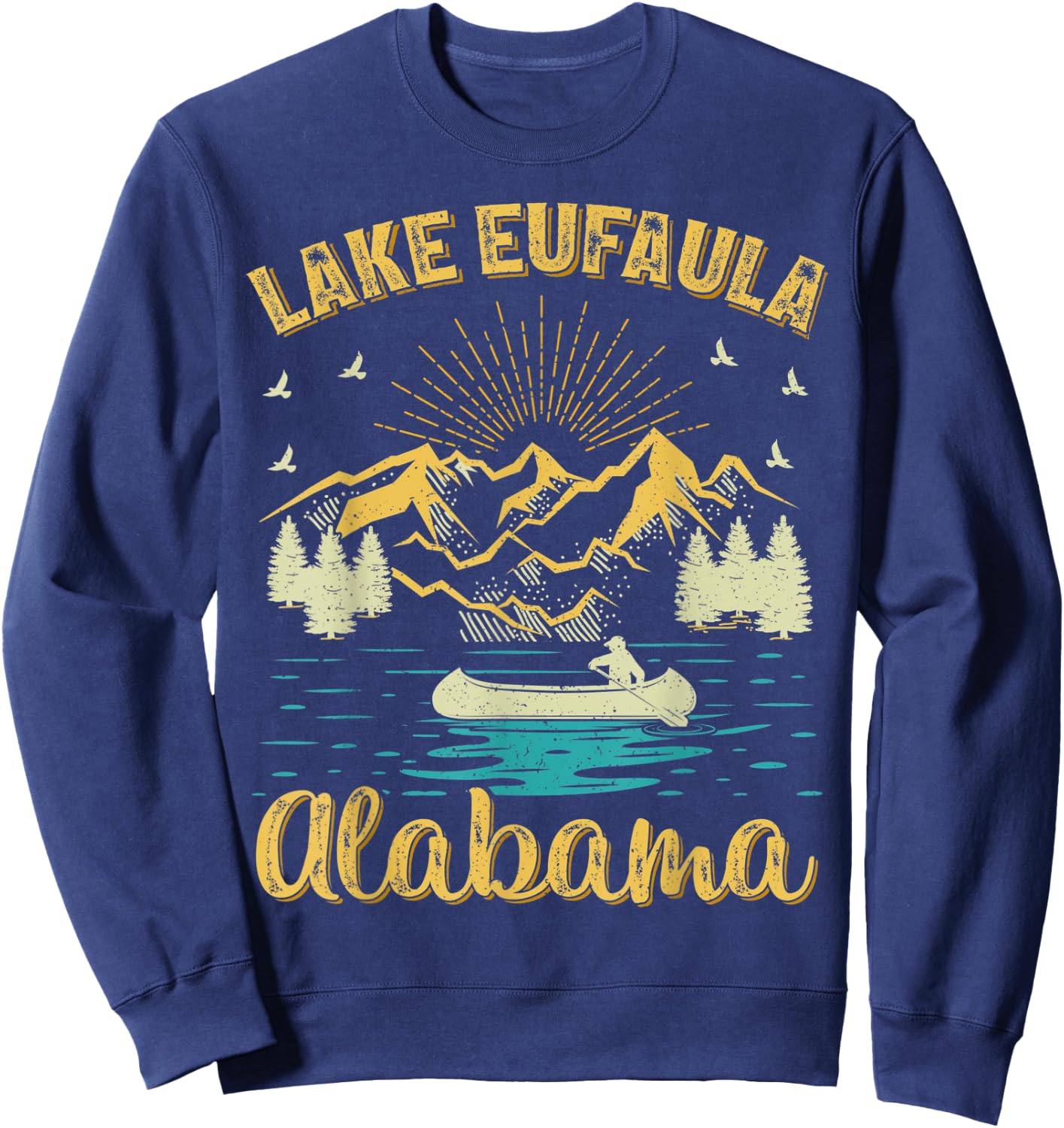 Summer Vacation Retro Mountain Alabama Eufaula Lake Women Kids Sweatshirt - Sweatshirt | Navy