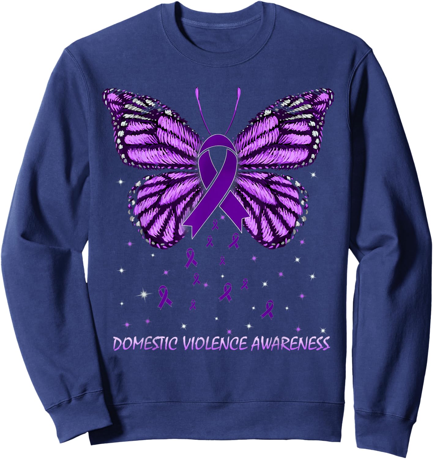 Domestic Violence Awareness Butterfly Sweatshirt - Sweatshirt | Navy