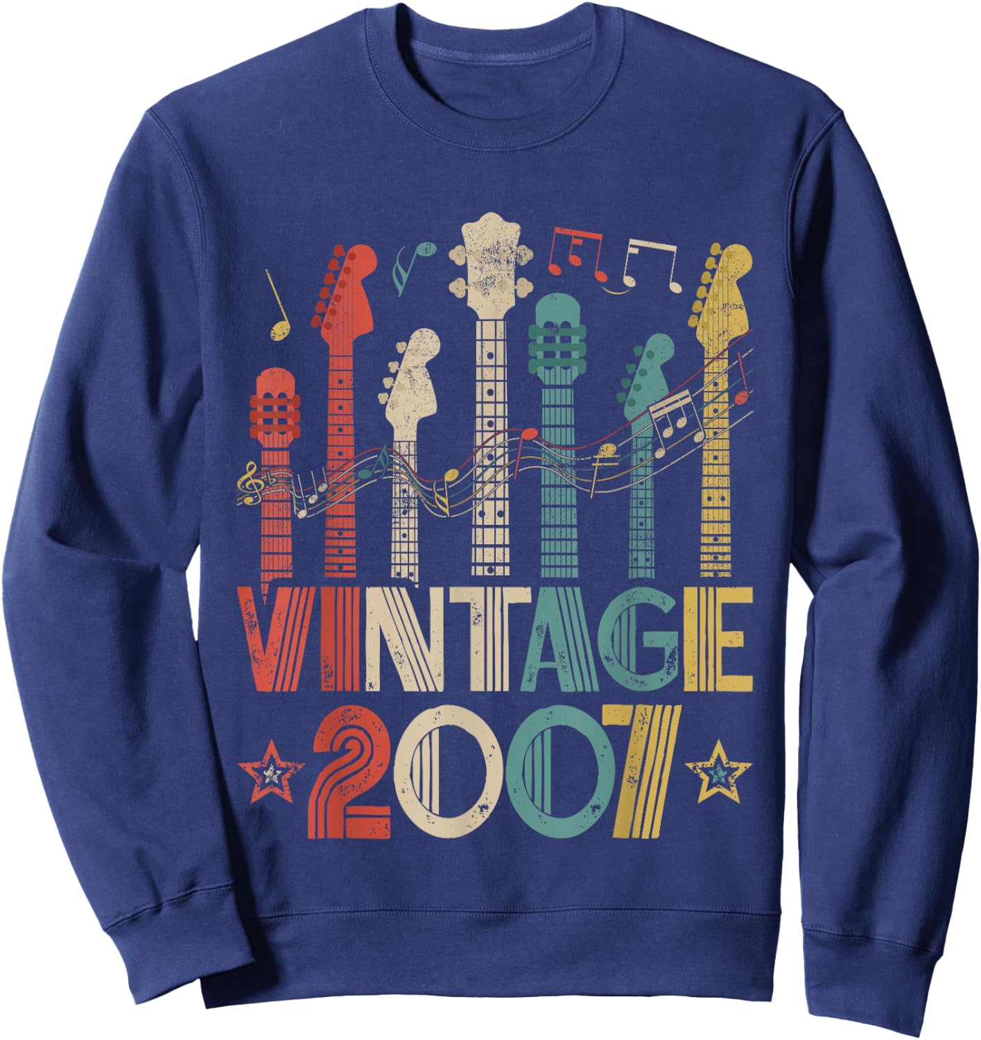 Retro Vintage 2007 Guitar Lover 2007 Birthday Guitarist Sweatshirt - Sweatshirt | Navy
