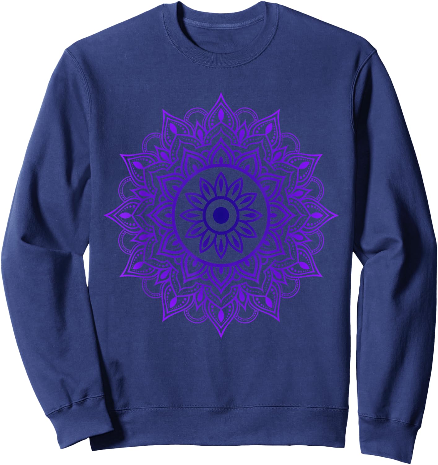 Purple Mandala Pattern Meditation Colorful Geometric Shapes Sweatshirt - Sweatshirt | Navy