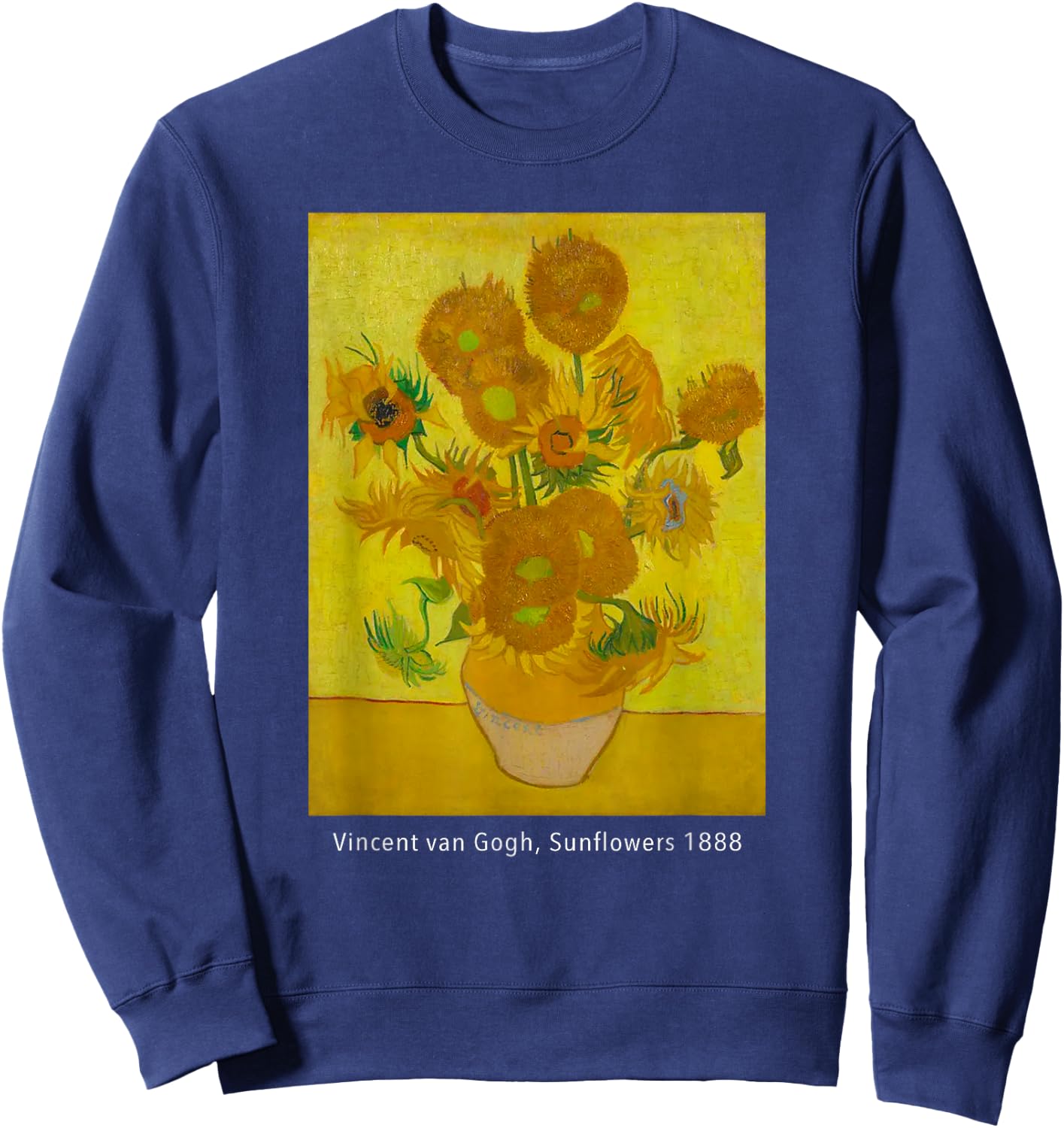 Sunflowers Vincent Van Gogh Famous Vintage Famous Painting Sweatshirt - Sweatshirt | Navy