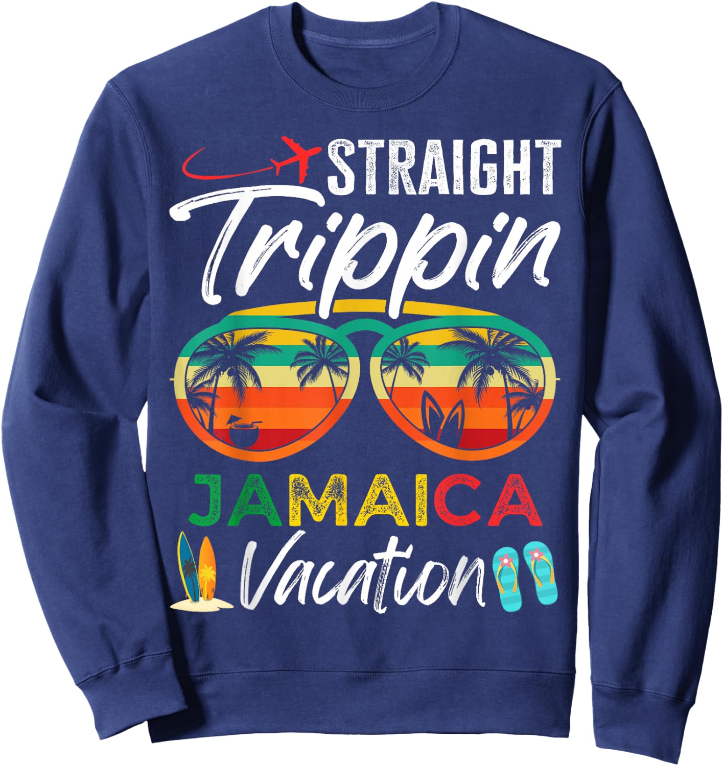 Straight Trippin Jamaica Couples Family Vacation Group Trip Sweatshirt - Sweatshirt | Navy