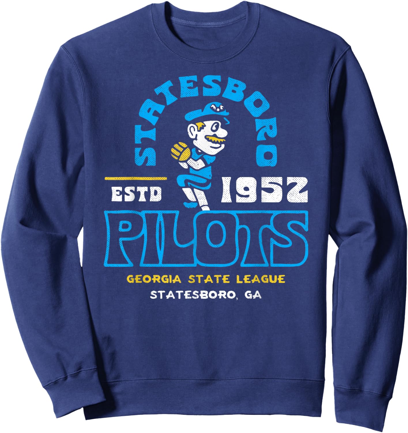 Statesboro Pilots Georgia Vintage Defunct Baseball Sweatshirt - Sweatshirt | Navy